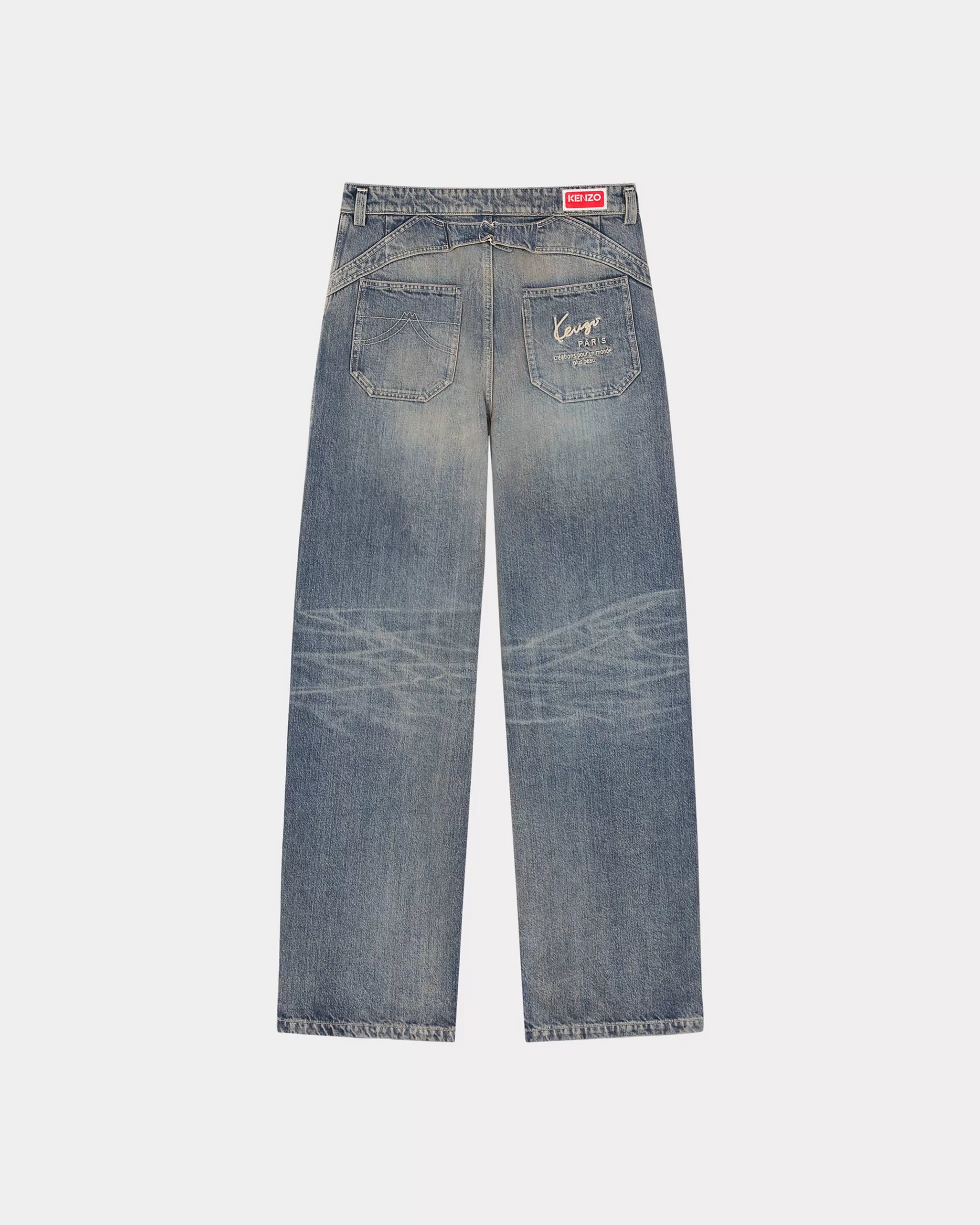 Denim | Hosen und Shorts>KENZO Baggyhose aus japanischem Denim Stone Bl Dirty Blue Denim