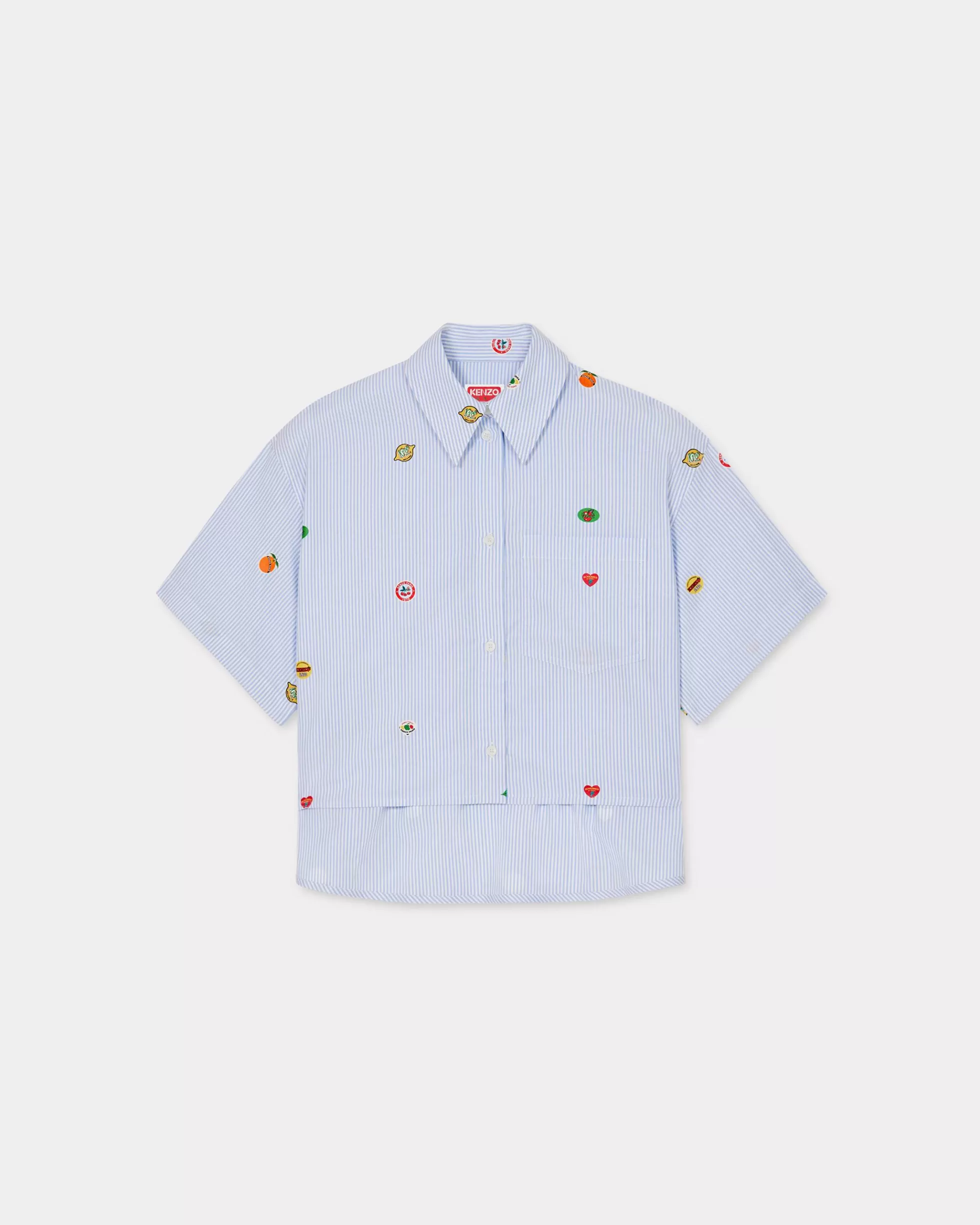 Hemd und Tops | Neue>KENZO „ Fruit Stickers“-Hemd in gekürzter Passform Sky Blue