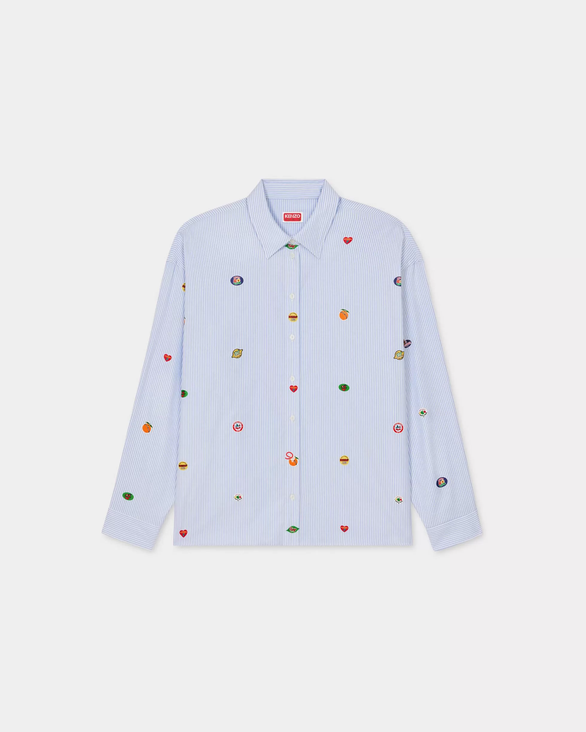 Hemd und Tops | Neue>KENZO „ Fruit Stickers“-Hemd mit überschnittenen Schultern Sky Blue