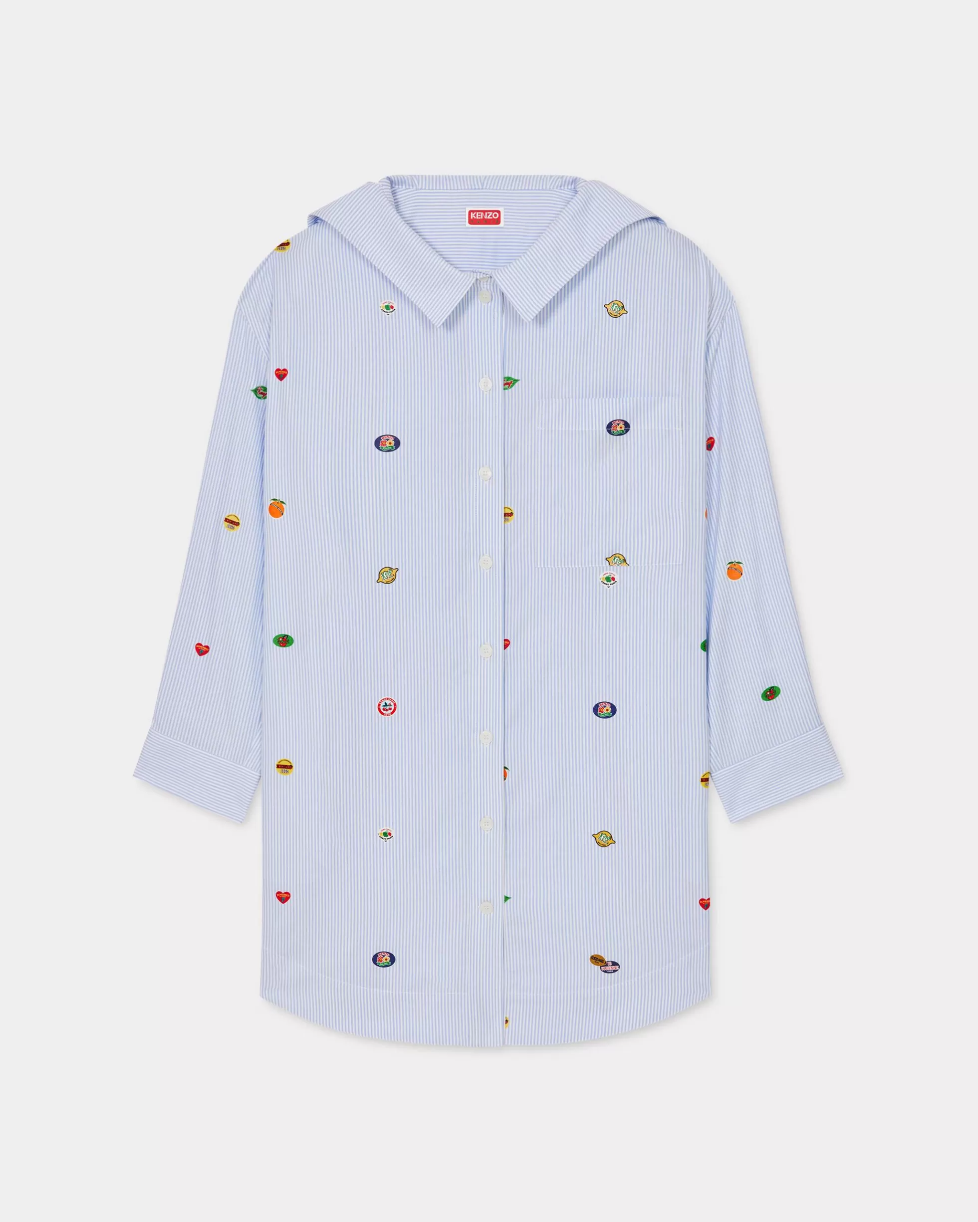 Kleider und Röcke | Neue>KENZO „ Fruit Stickers“-Hemdkleid Sky Blue