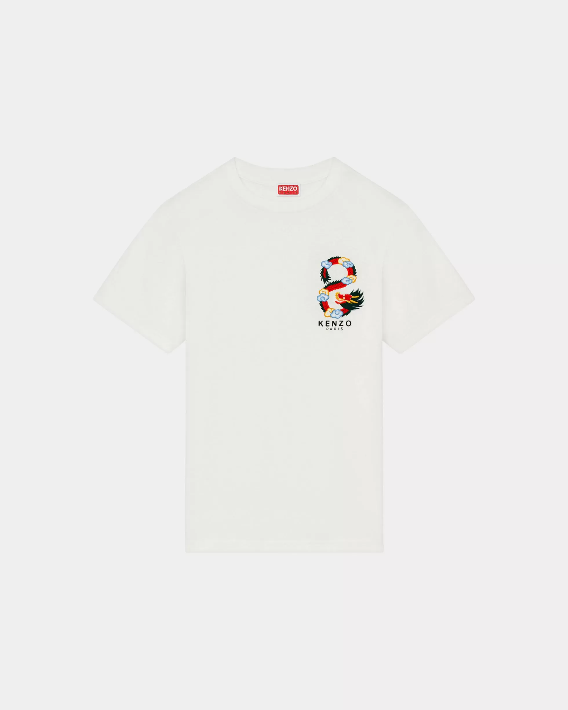 T-shirts und Polos>KENZO Bestickte Slim-Fit-T-Shirt „Year of the Dragon“ Off White