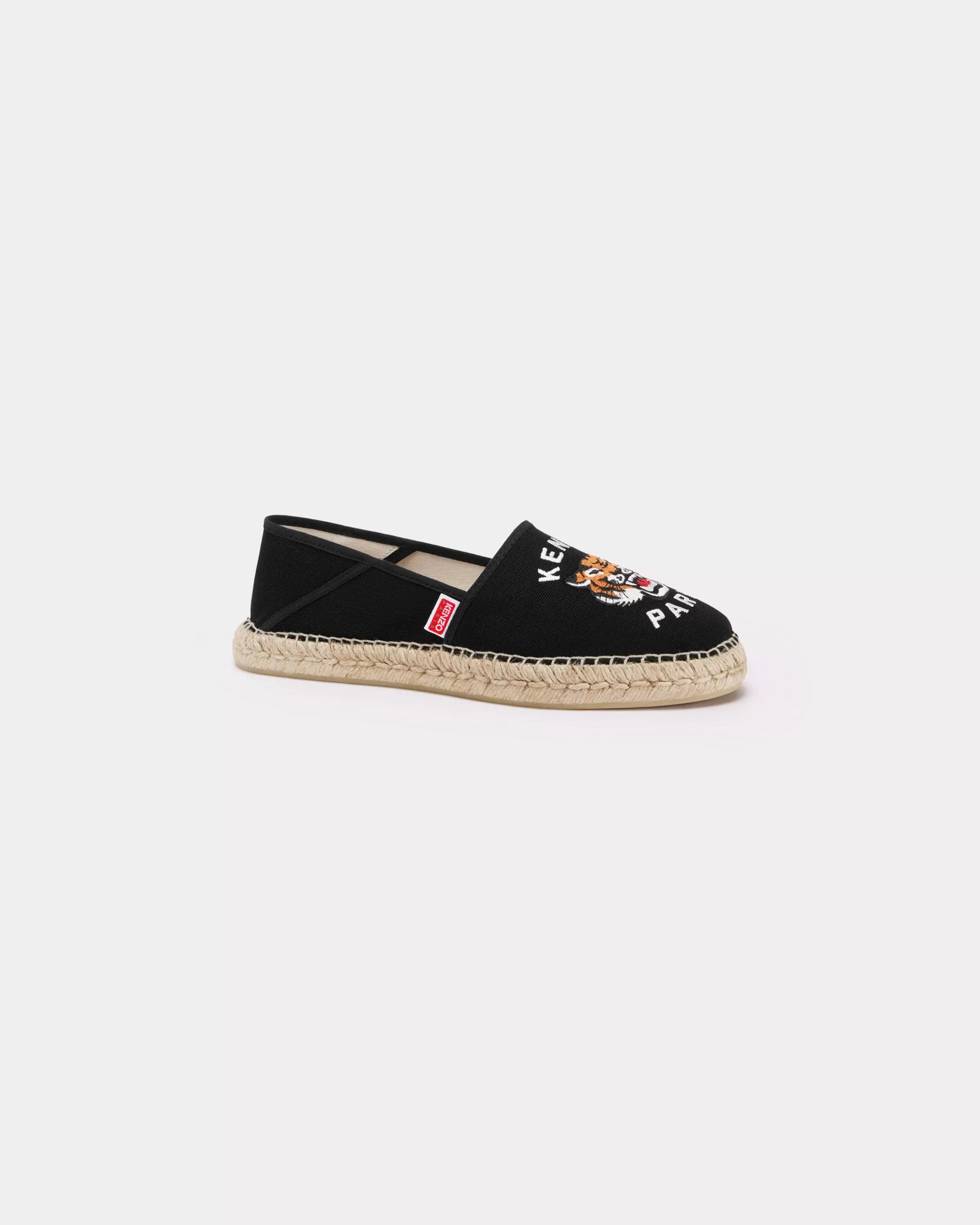 HERREN SCHUHE | Mules Und Espadrilles>KENZO Bestickte Stoff-Espadrilles „ Lucky Tiger“ Black