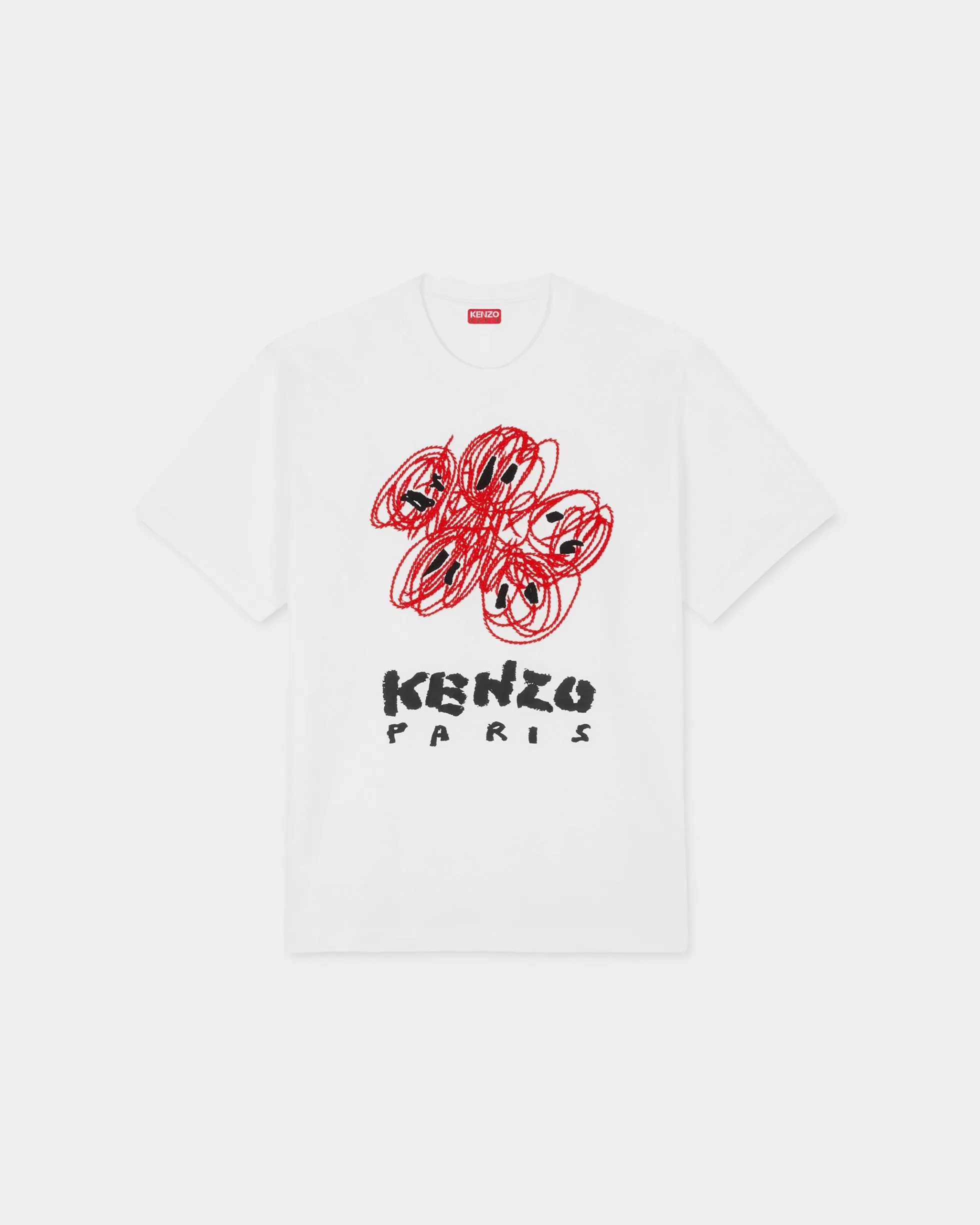 T-shirts und Polos | Geschenke>KENZO Bestickte T-Shirt „ Drawn Varsity“ Off White