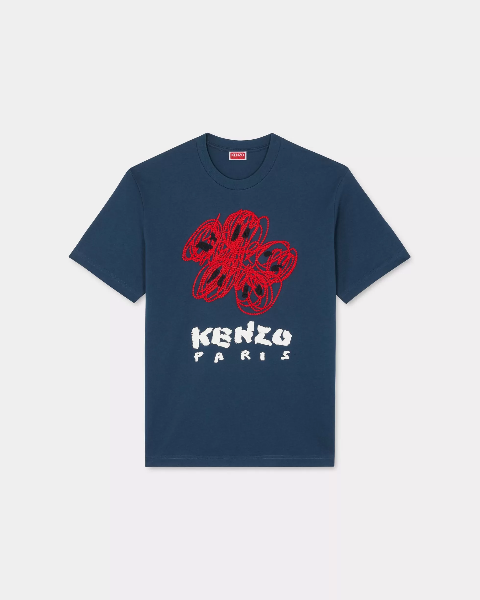 T-shirts und Polos | Geschenke>KENZO Bestickte T-Shirt „ Drawn Varsity“ Midnight Blue