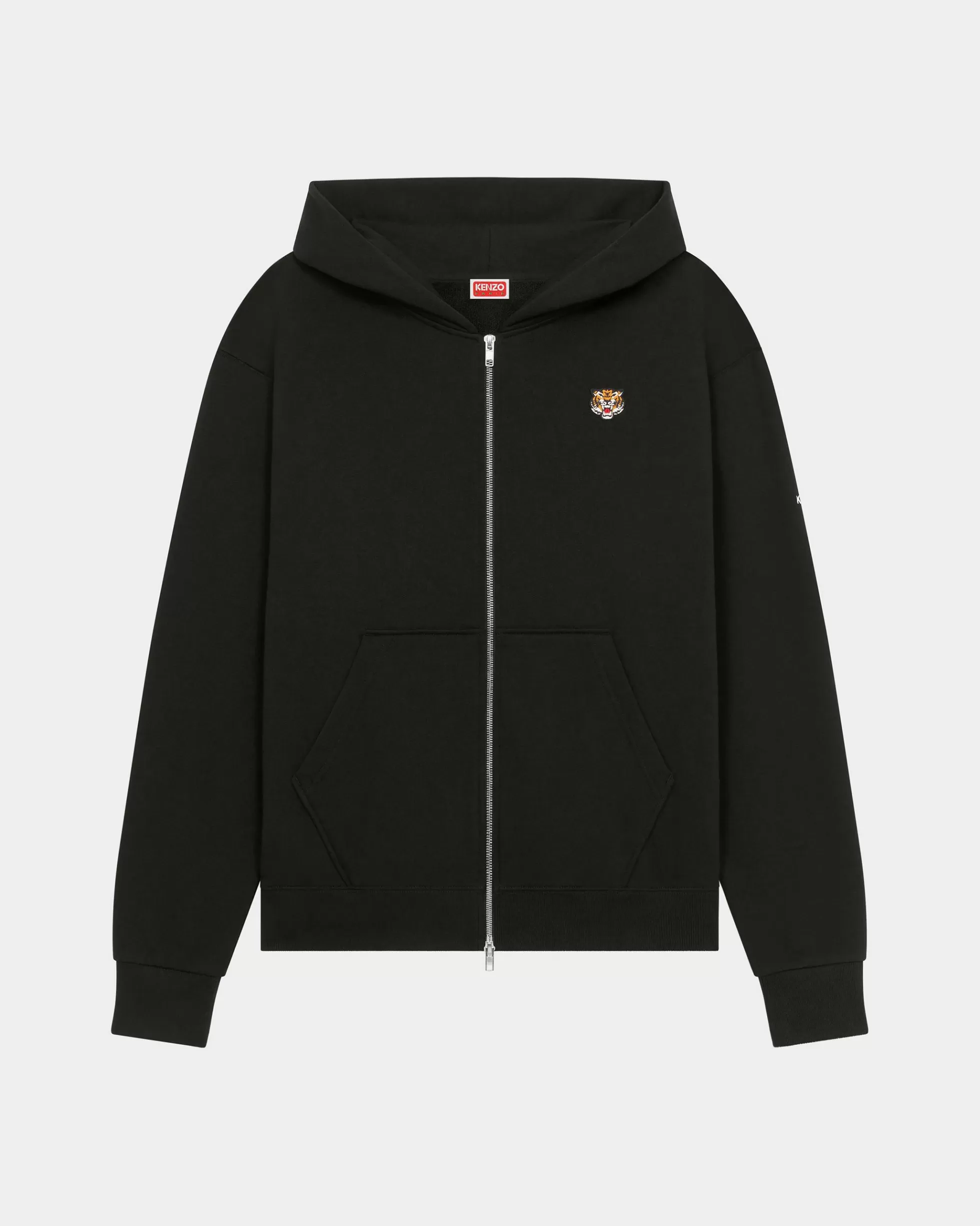 Sweatshirts und Hoodies | Lucky Tiger>KENZO Bestickter Kapuzenpullover mit Reißverschluss „Lucky Tiger Crest“ Black