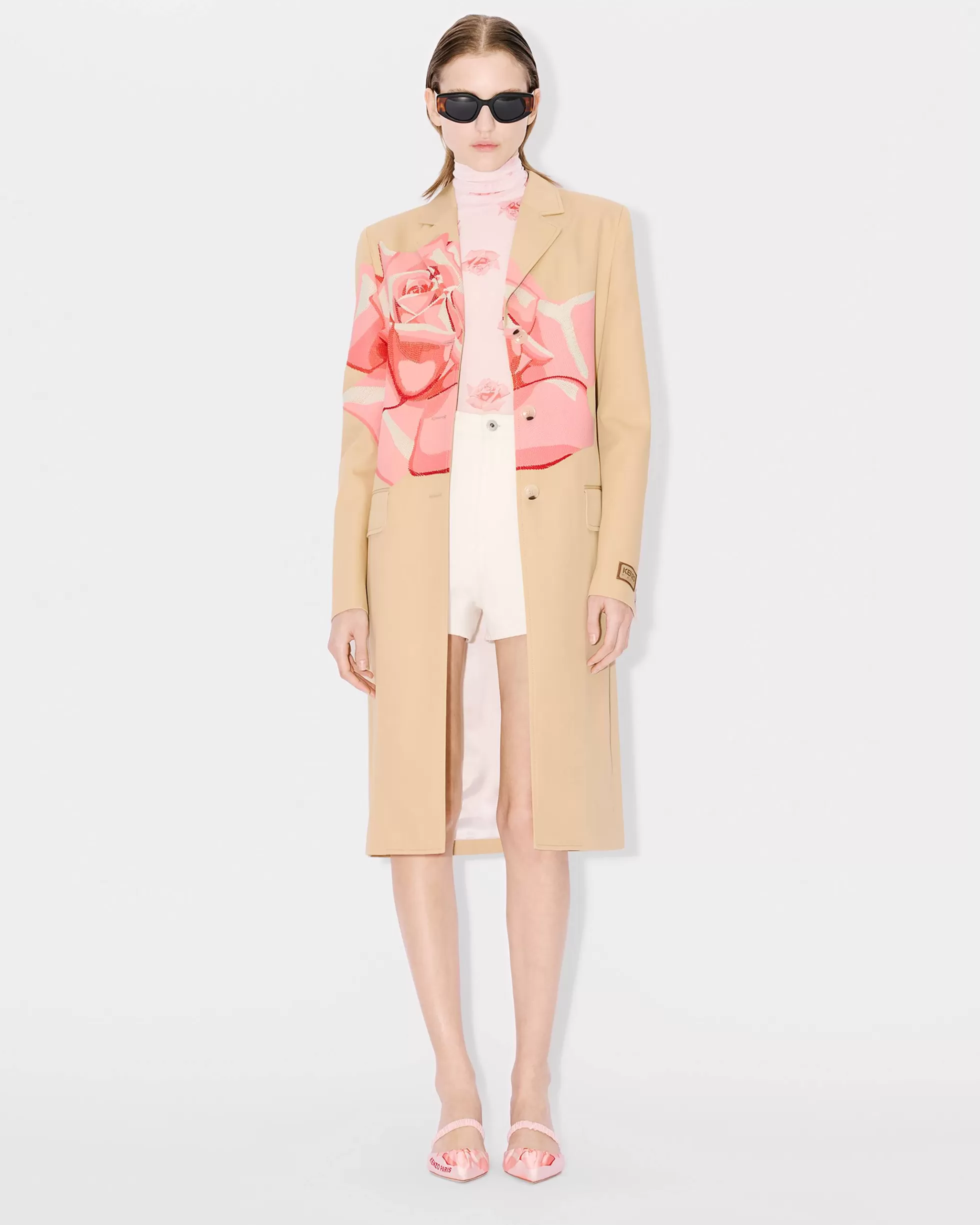 Tailoring | Jacken und Mäntel>KENZO Bestickter Mantel „ Rose“ Camel