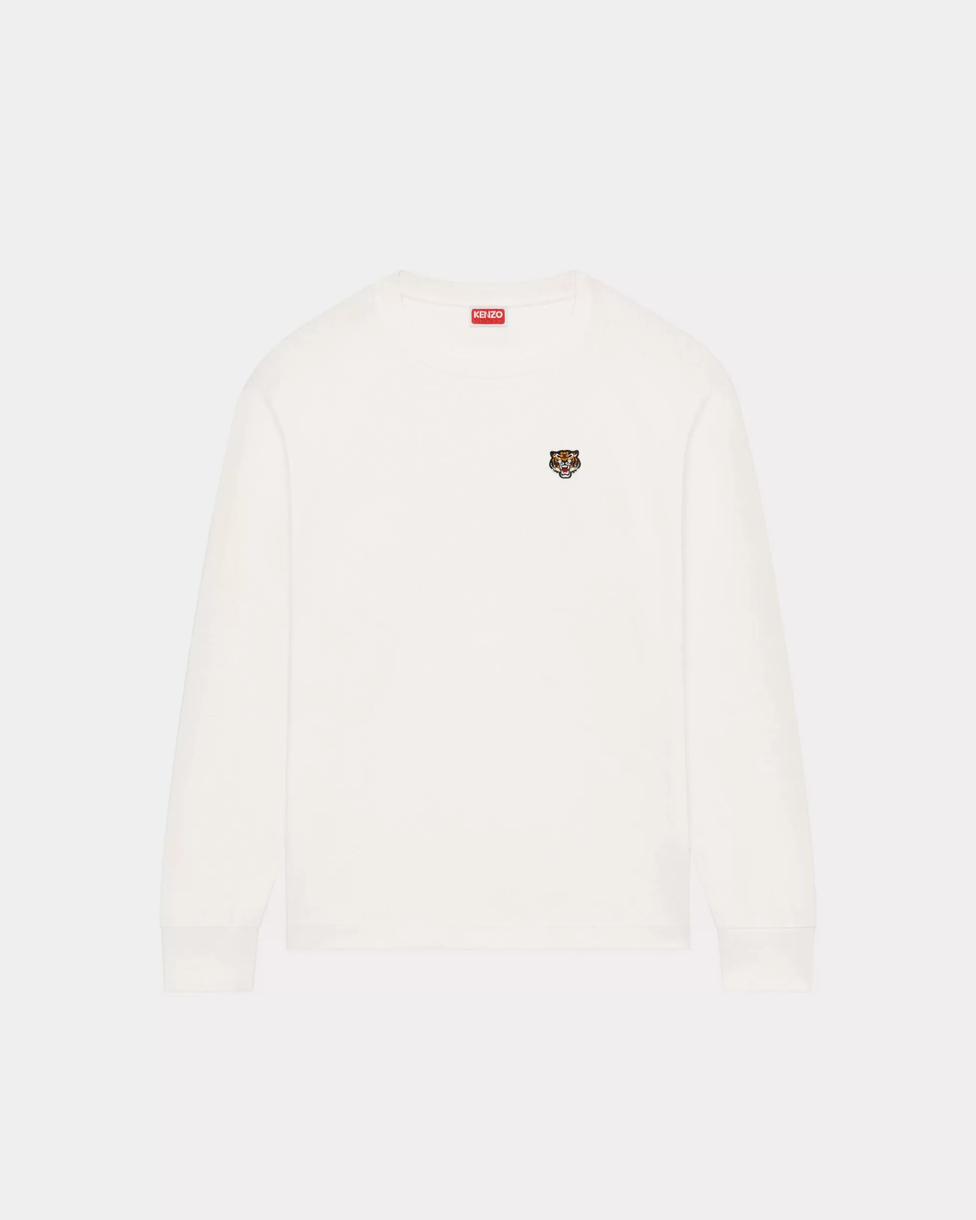 T-shirts und Polos | Lucky Tiger>KENZO Besticktes, langärmeliges T-Shirt „Lucky Tiger Crest“ Off White