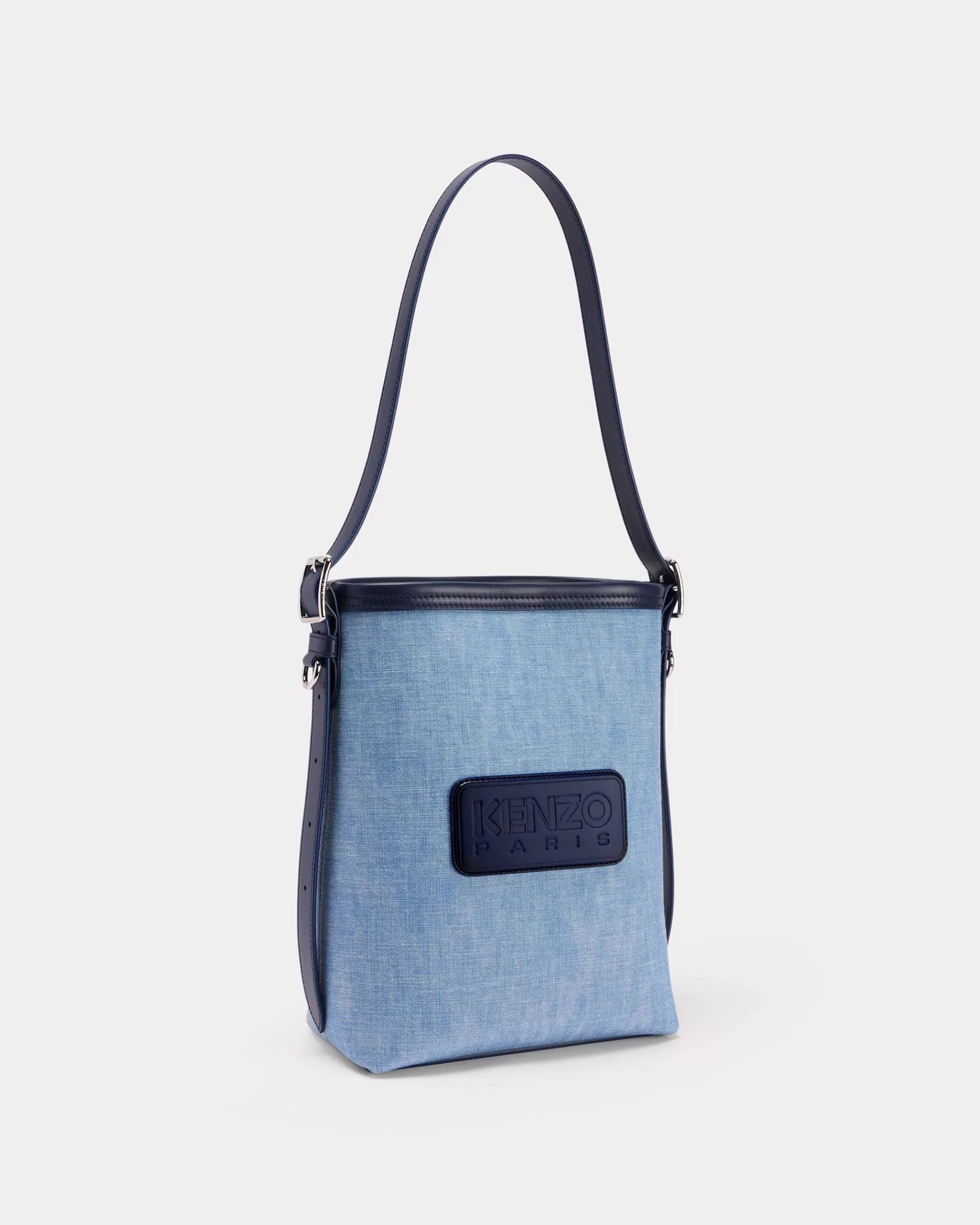 Taschen | Damentaschen>KENZO Beuteltasche „ 18“ aus Denim und Leder Stone Bleached Blue Denim