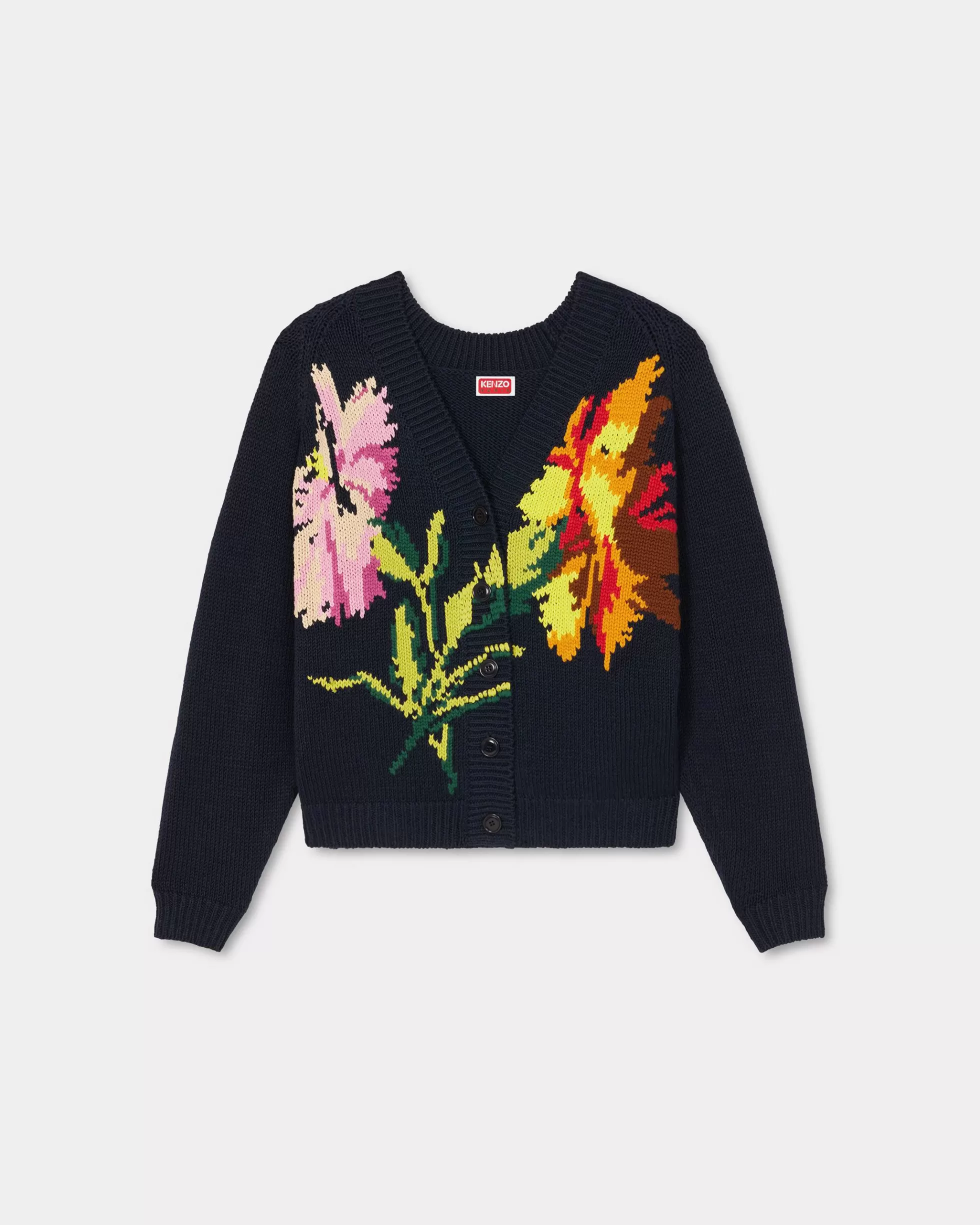 Pullover | Neue>KENZO Cardigan mit „ Drawn Flowers“-Stickerei Midnight Blue