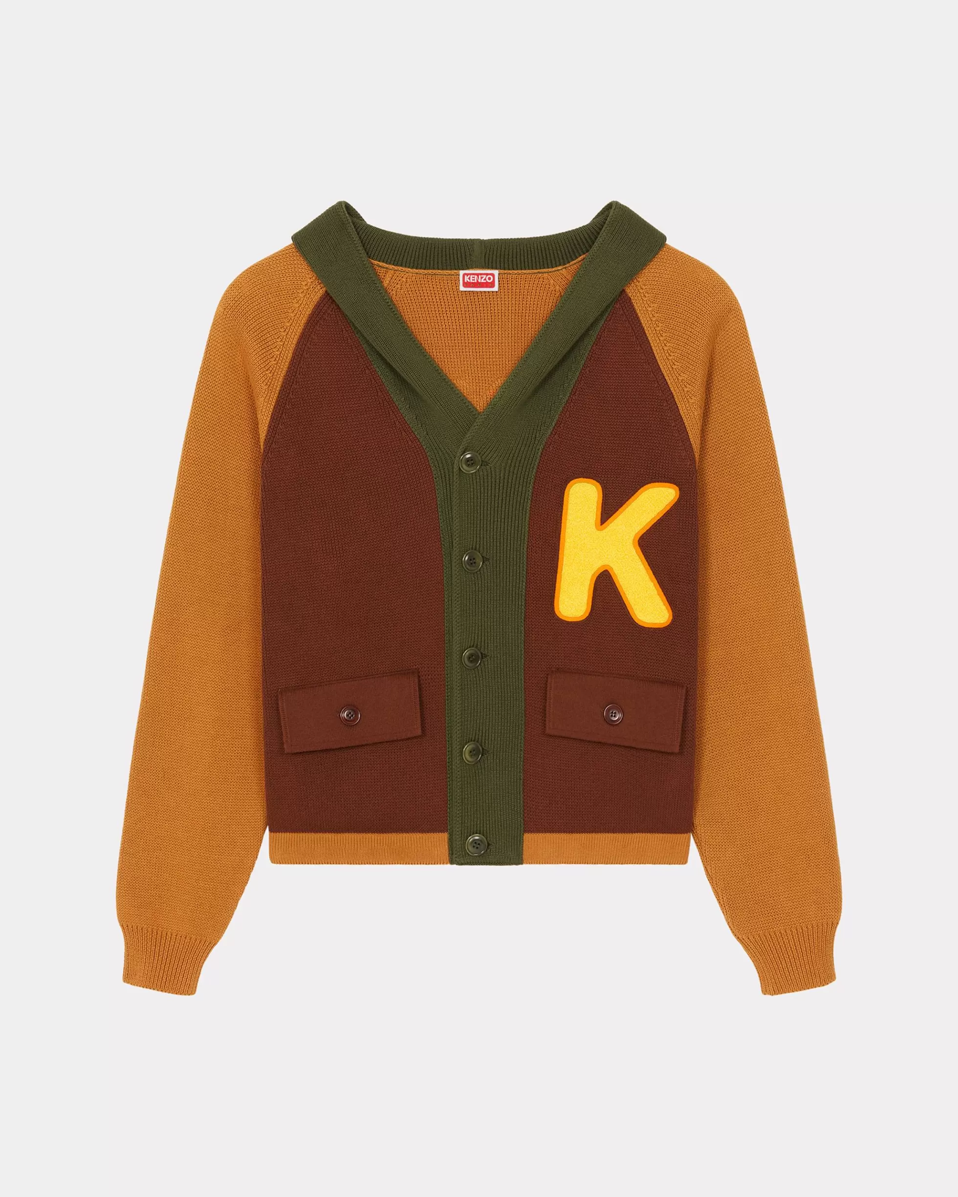 Pullover | Neue>KENZO Cardigan mit farbiger Kapuze Dark Camel