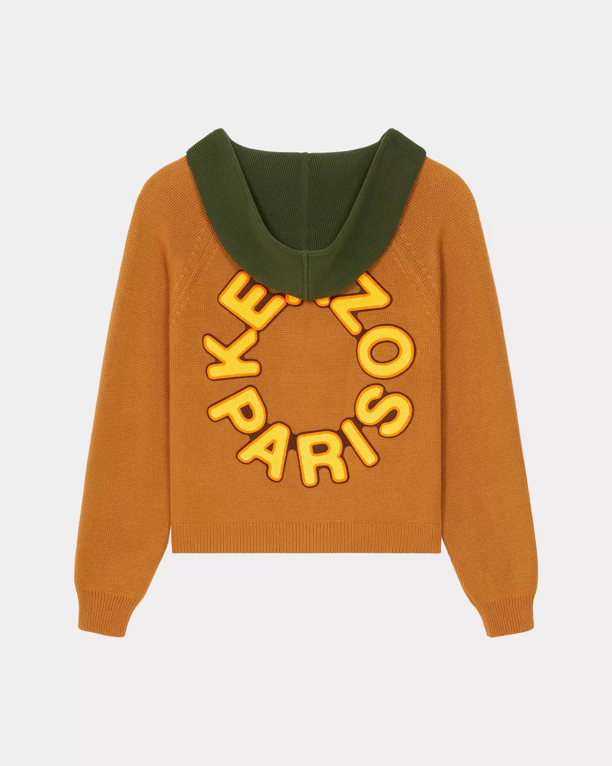 Pullover | Neue>KENZO Cardigan mit farbiger Kapuze Dark Camel