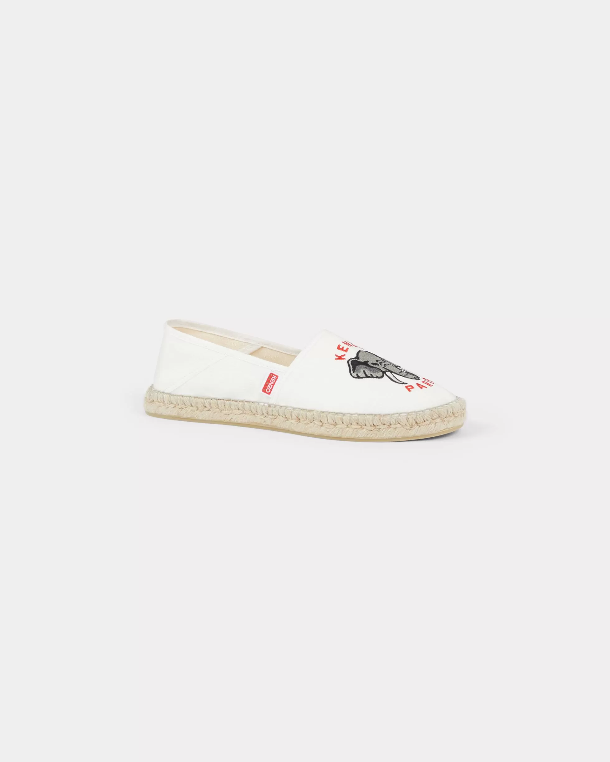 HERREN SCHUHE | Mules Und Espadrilles>KENZO Espadrilles aus Leinen mit „ Elephant“Stickerei White