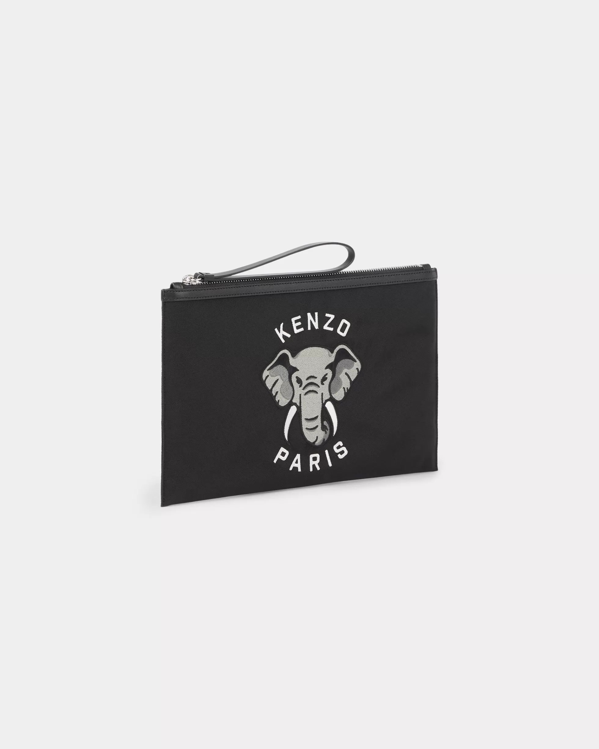 Kleinlederwaren | Kleinlederwaren>KENZO Große, bestickte Nylon-Pochette „ Varsity“ Black