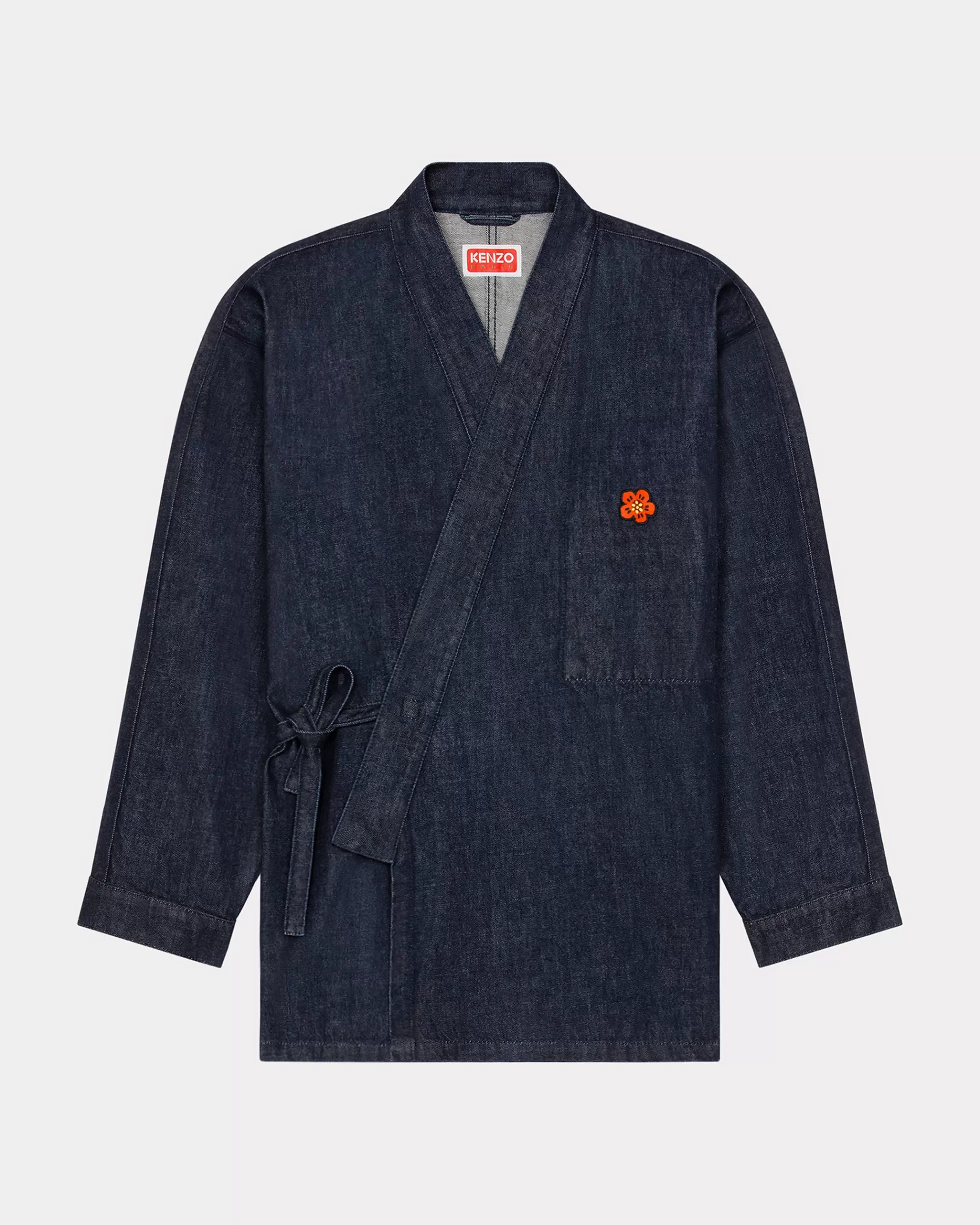 Jacken und Mäntel>KENZO Kimonojacke aus Denim mit „Boke Flower Crest“ Rinse Blue Denim