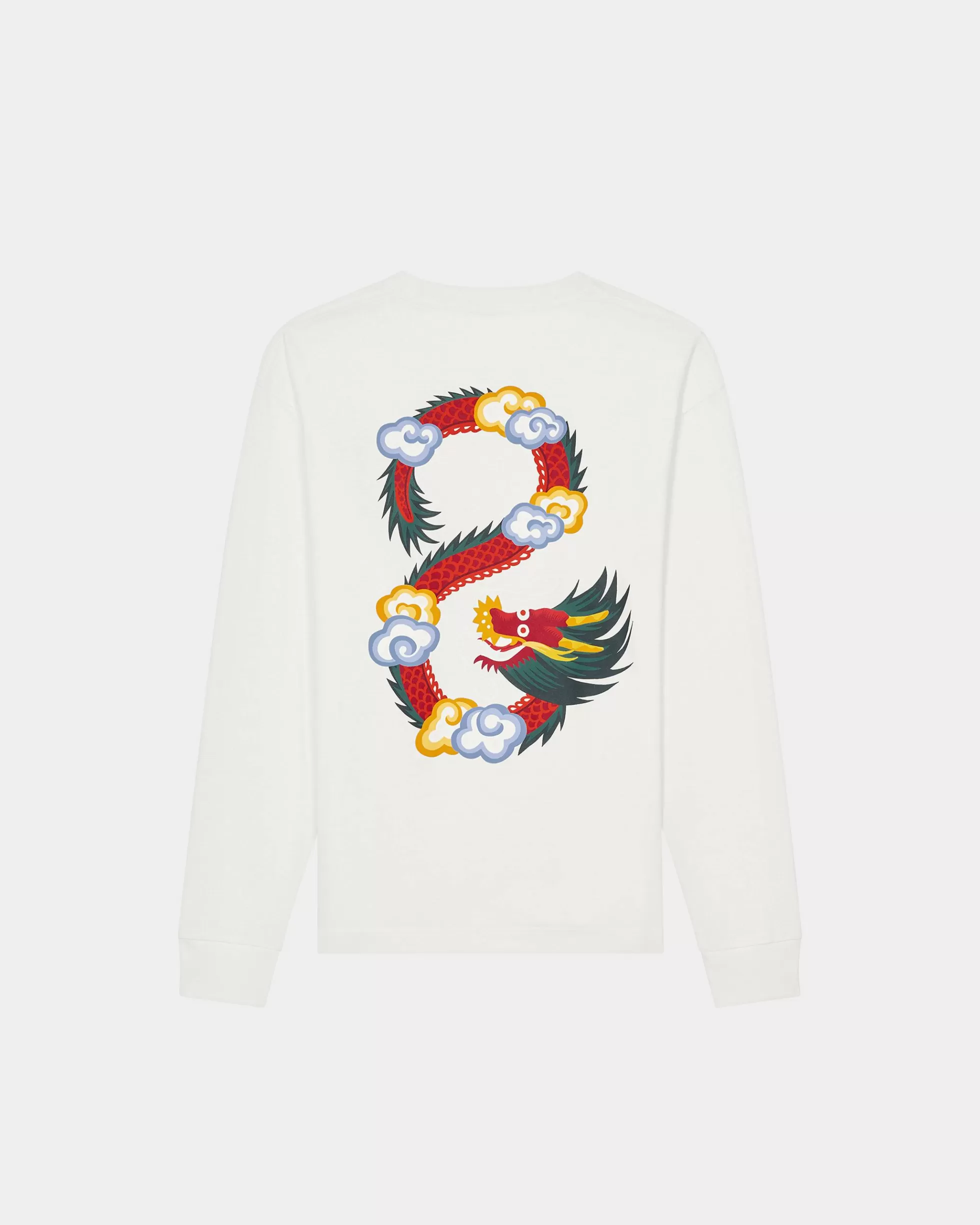 T-shirts und Polos>KENZO Klassisches Langarmshirt „Year of the Dragon“ Off White