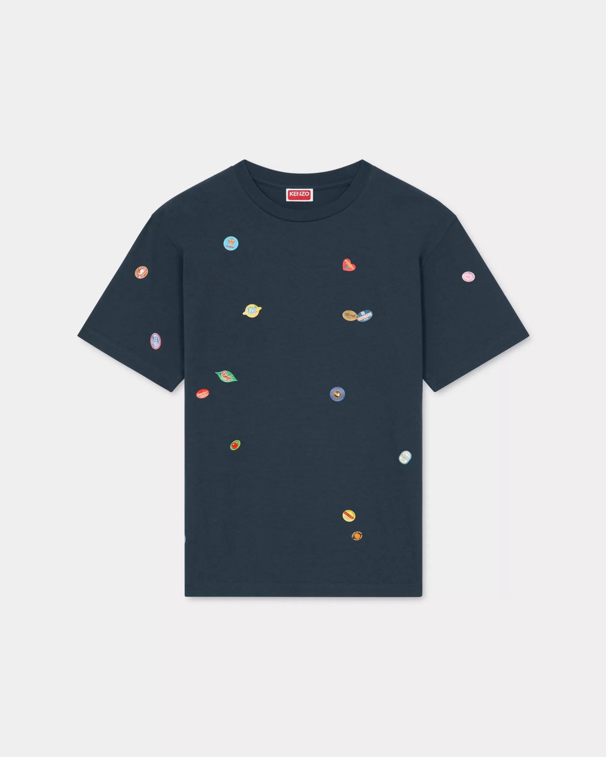 T-shirts und Polos | Neue>KENZO Klassisches T-Shirt „ Fruit Stickers“ Midnight Blue