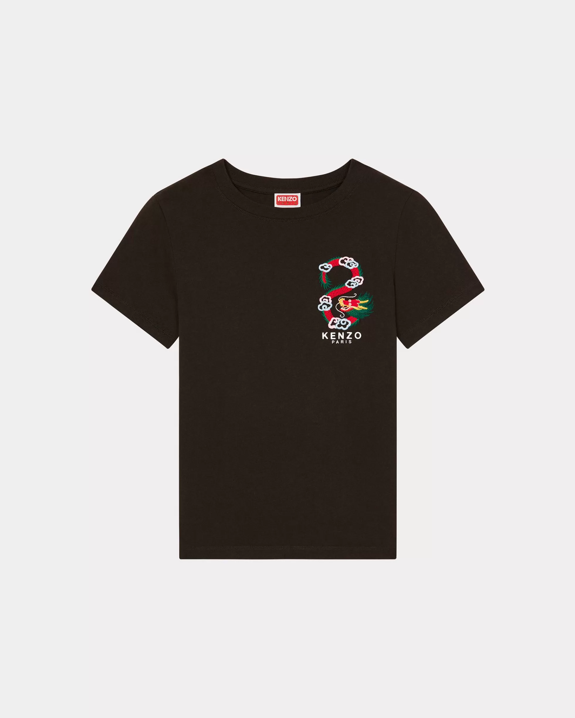 T-shirts und Polos>KENZO Klassisches T-Shirt mit „Year of the Dragon Crest“-Stickerei Black