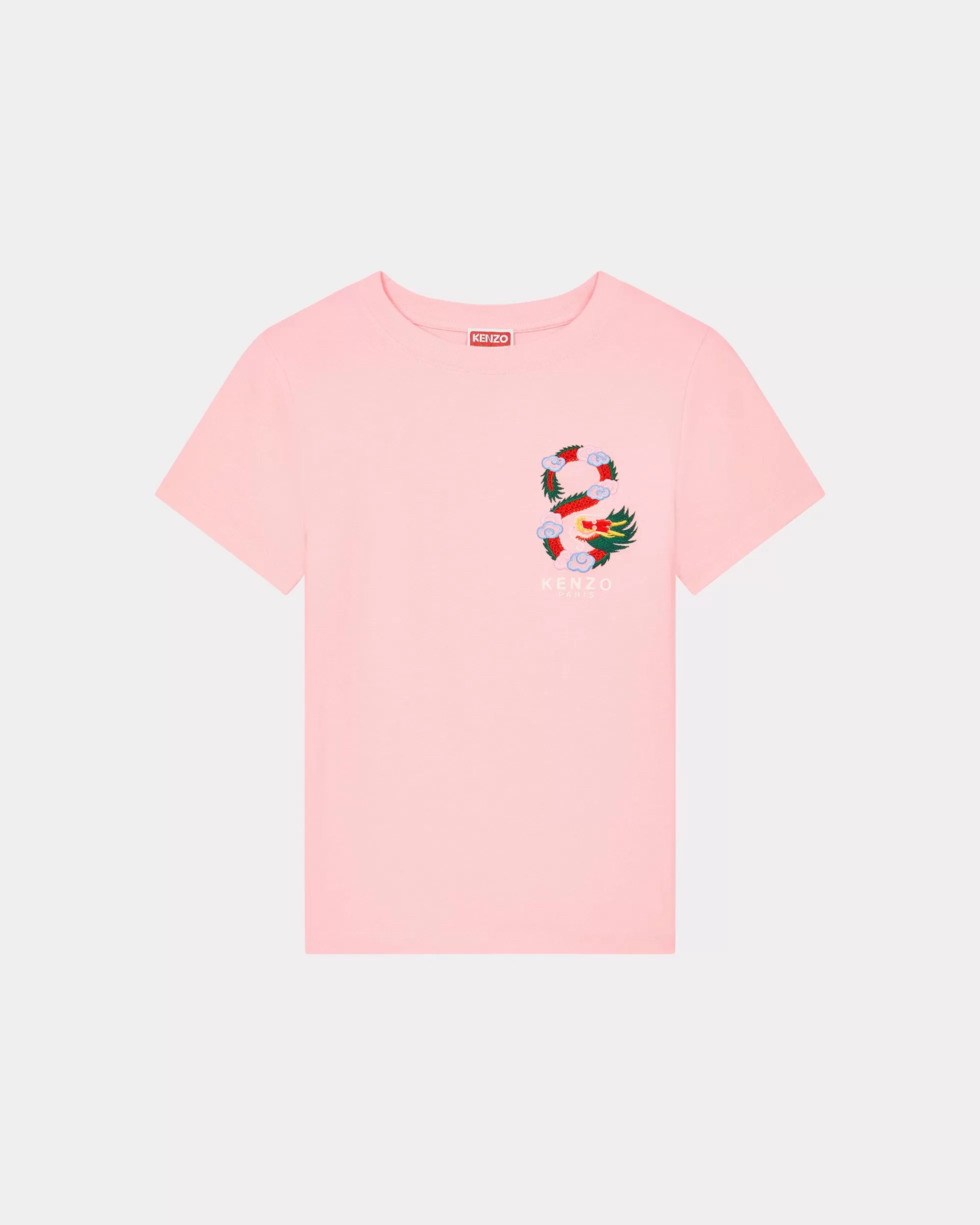 T-shirts und Polos>KENZO Klassisches T-Shirt mit „Year of the Dragon Crest“-Stickerei Faded Pink