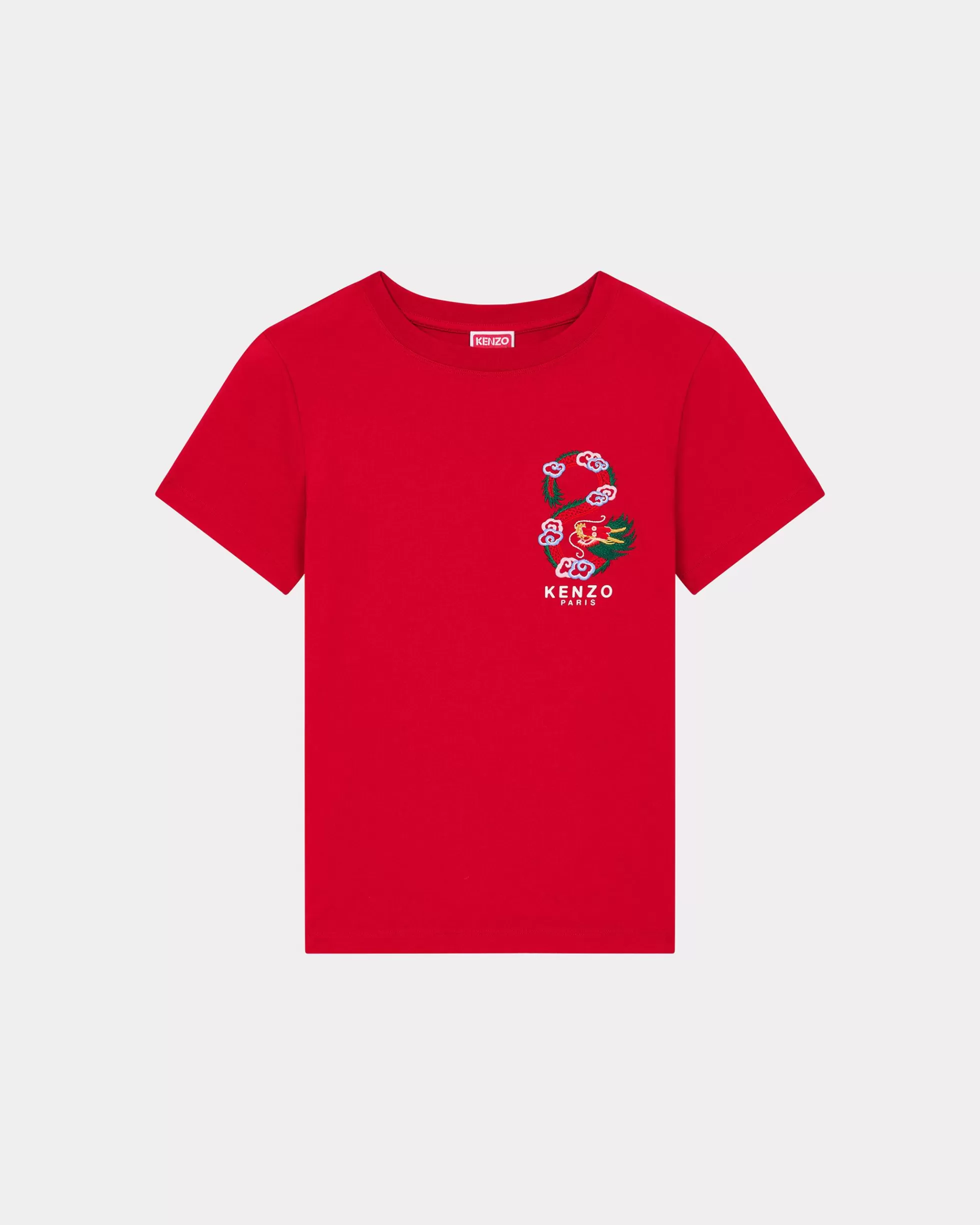 T-shirts und Polos>KENZO Klassisches T-Shirt mit „Year of the Dragon Crest“-Stickerei Cherry