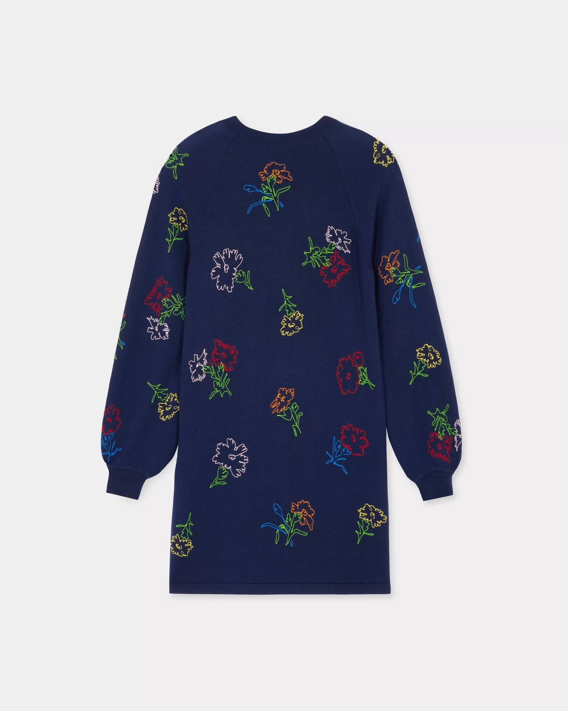 Kleider und Röcke | Neue>KENZO Kleid mit „ Drawn Flowers“-Stickerei Midnight Blue