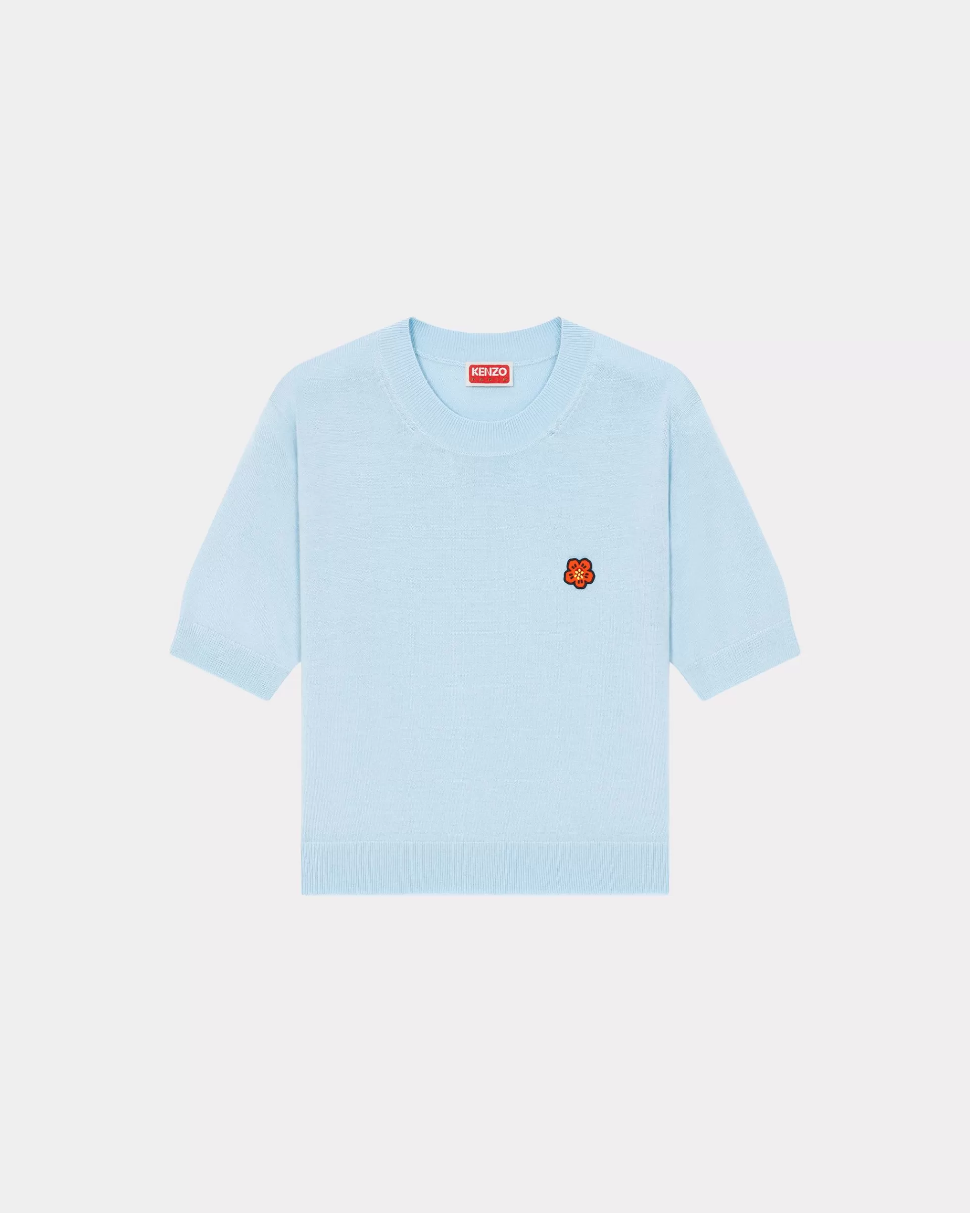 Pullover | Boke Flower>KENZO Kurzärmeliger Pullover mit „Boke Flower Crest“-Stickerei Light Blue