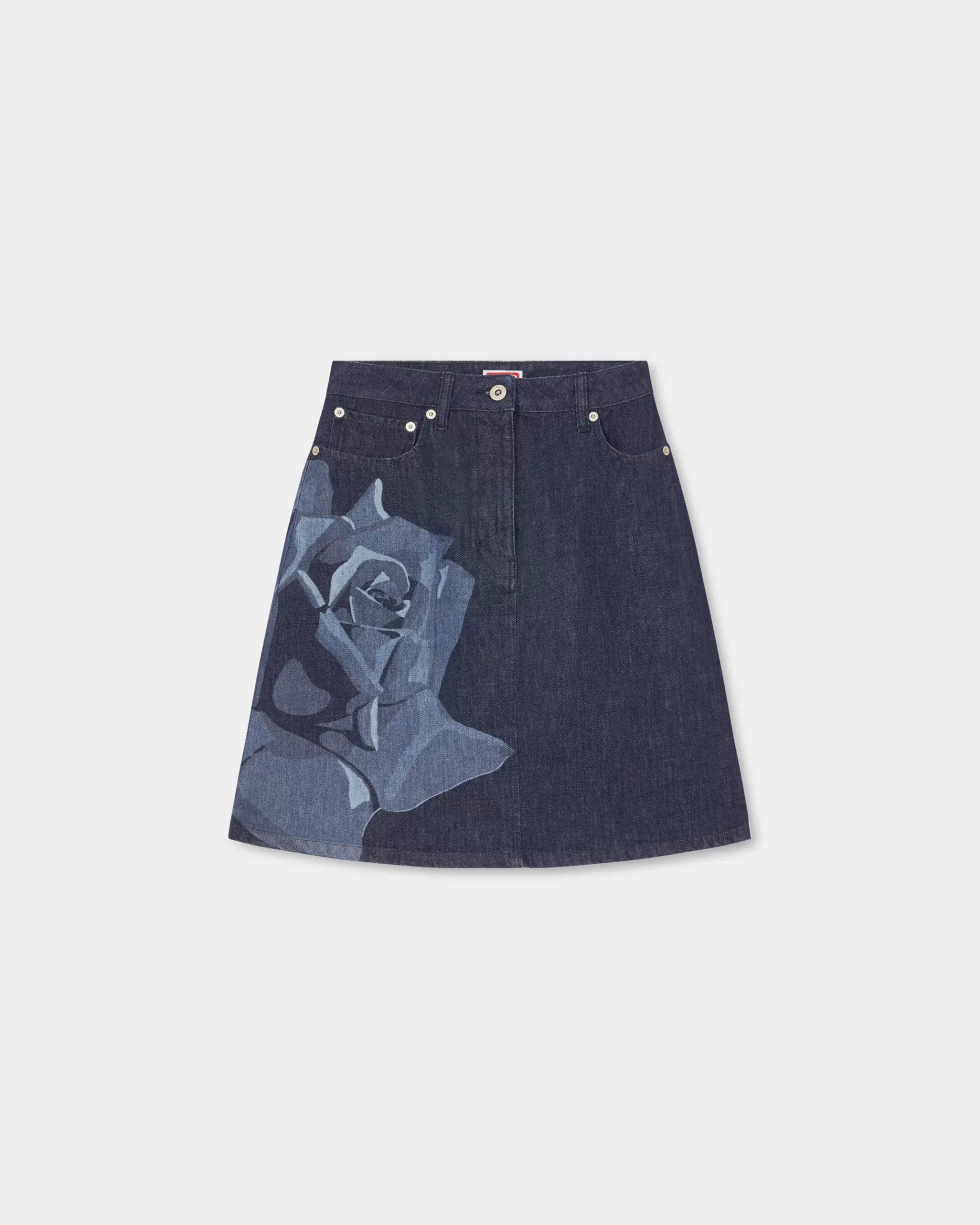 Denim | Kleider und Röcke>KENZO Kurzer Rock „ Rose” Rinse Blue Denim