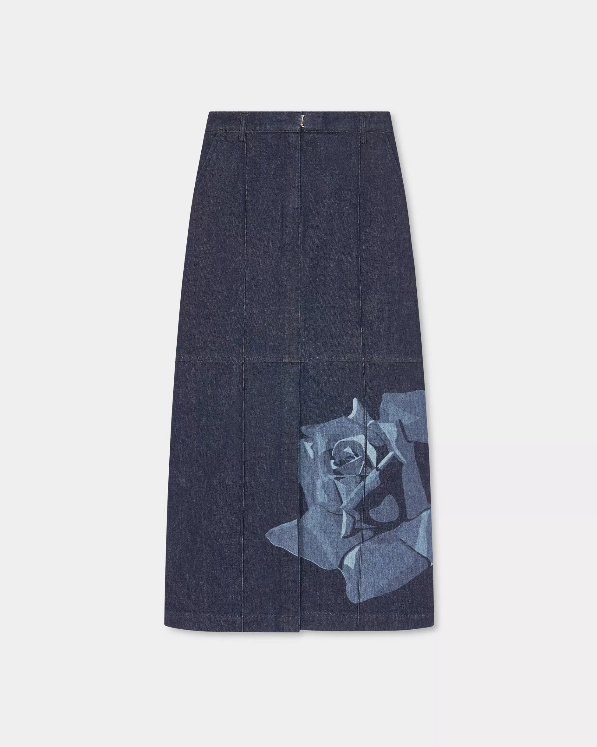 Denim | Kleider und Röcke>KENZO Langer gerader Rock „ Rose” Rinse Blue Denim