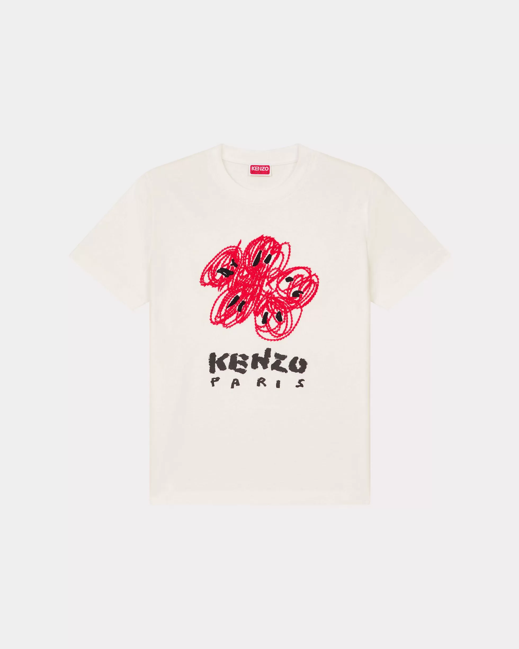 T-shirts und Polos | Geschenke>KENZO Lockeres T-Shirt mit „ Drawn Varsity“-Stickerei Off White