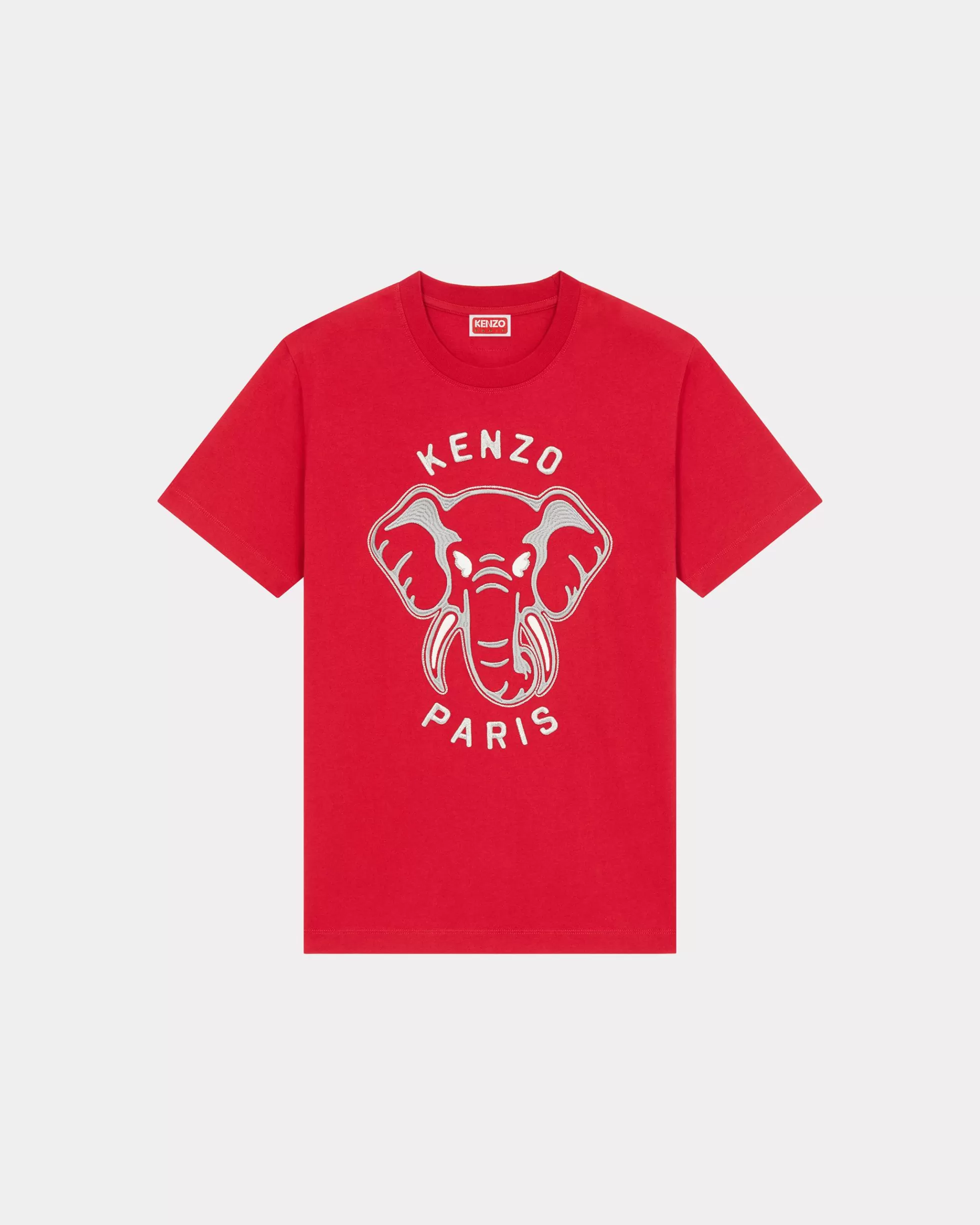 T-shirts und Polos>KENZO Loose-Fit T-Shirt mit „ Elephant“-Stickerei Cherry