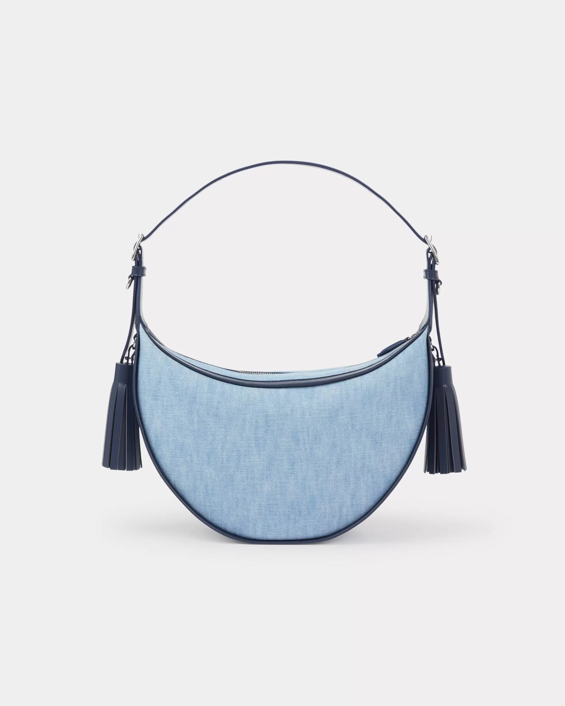 Taschen | Damentaschen>KENZO Mittelgroße Hobo-Tasche „ 18“ aus Denim und Leder Stone Bleached Blue Denim