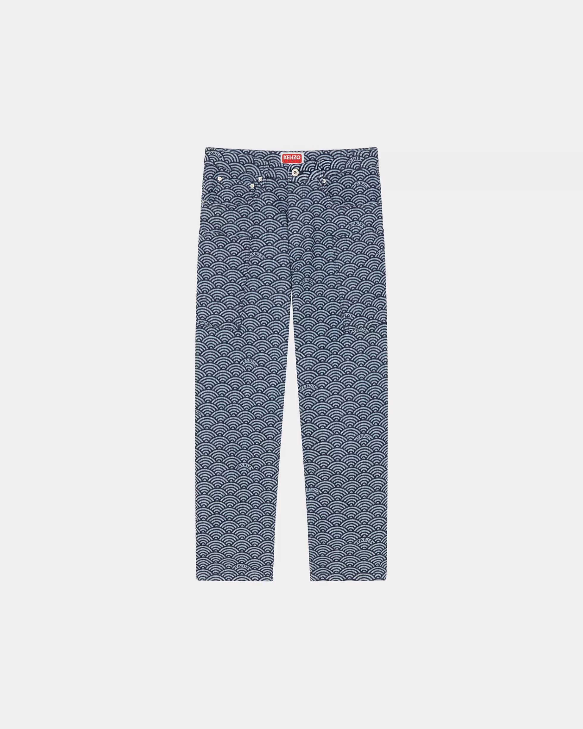 Denim | Neue>KENZO Monkey Cargojeans „ Seigaiha“ Rinse Blue Denim