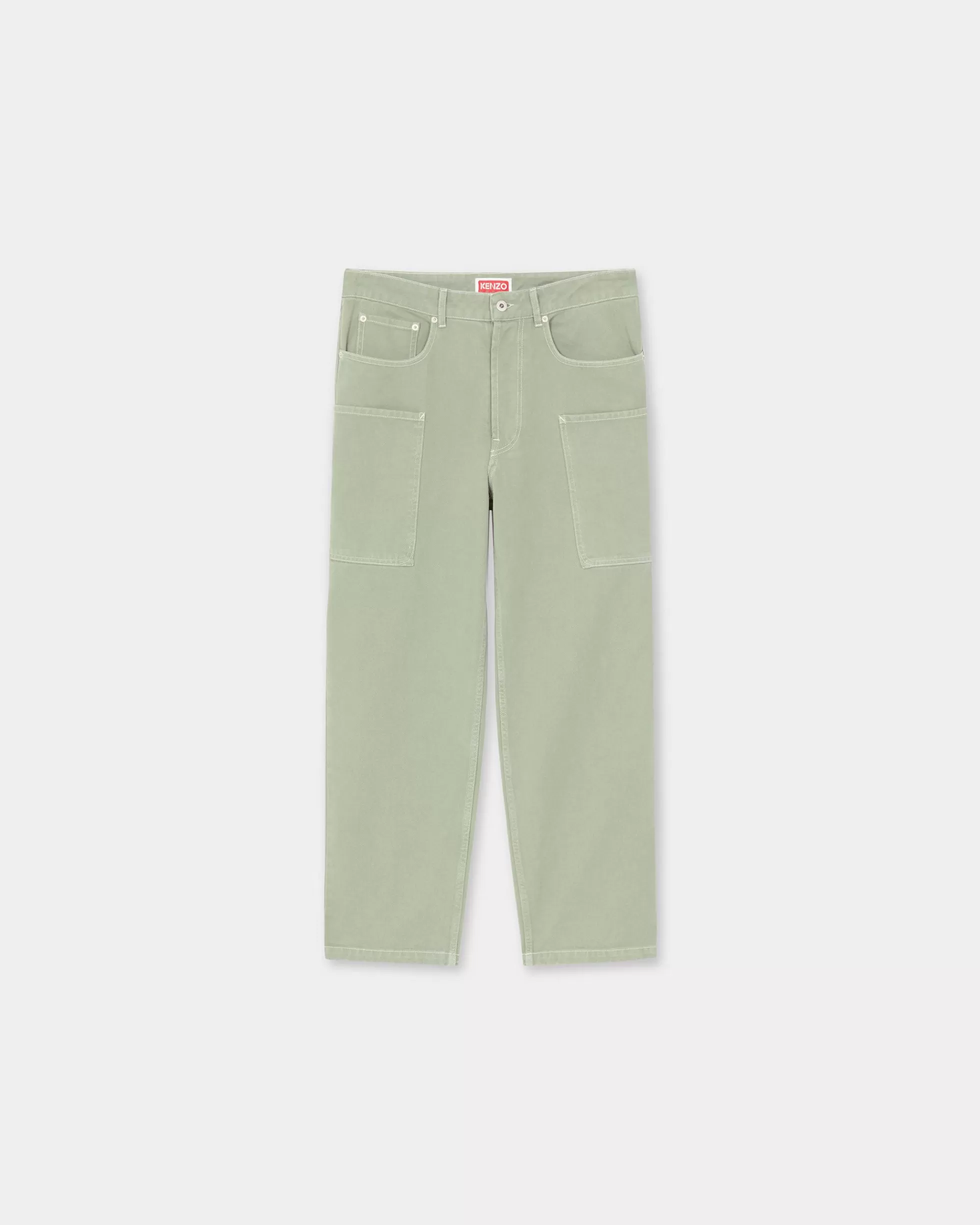 Denim | Hosen und Shorts>KENZO Monkey-Fit Jeans „ Éléphant Flag“ Almond Green