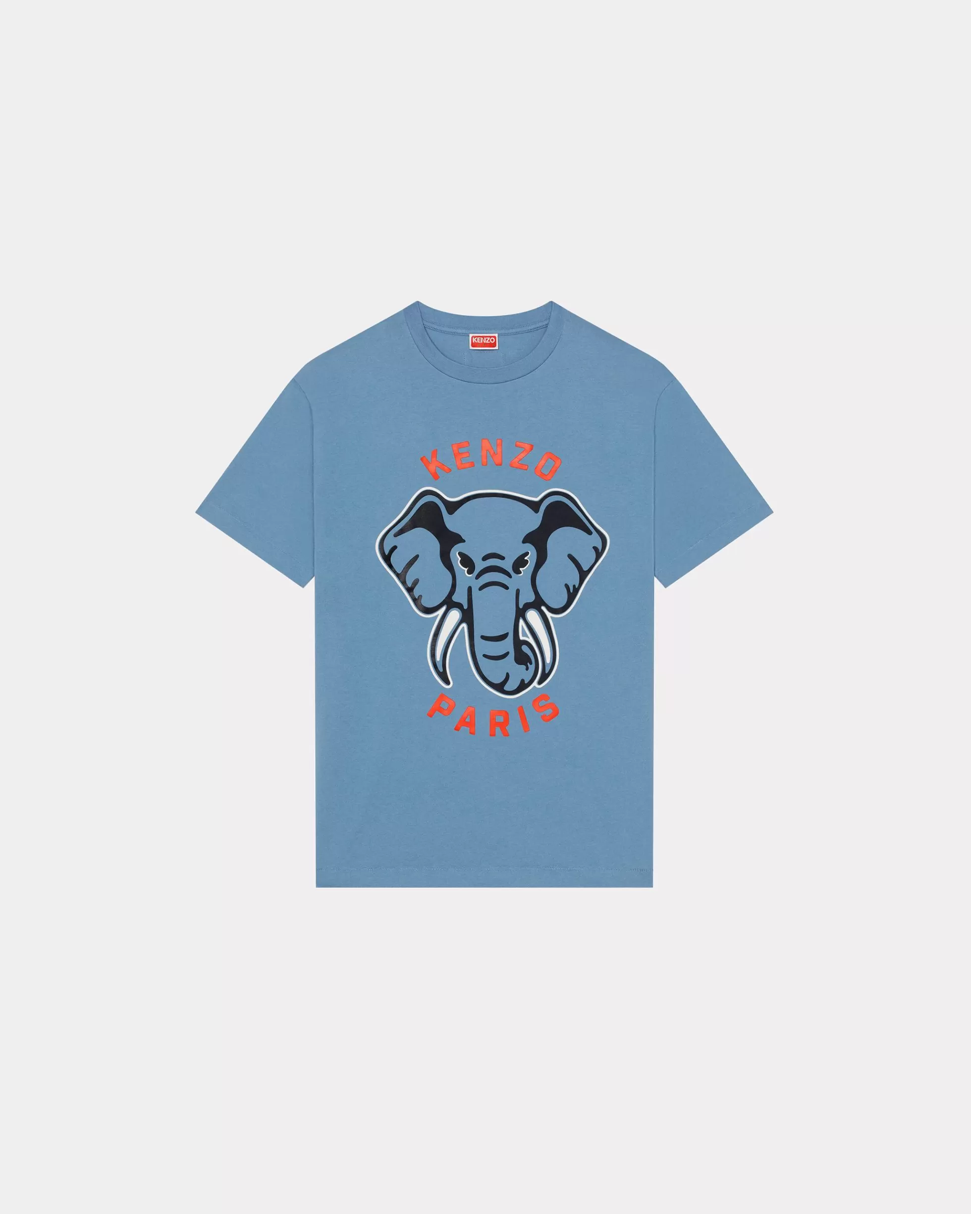 T-shirts und Polos>KENZO Oversized T-Shirt Éléphant „Varsity Jungle“ Cyan