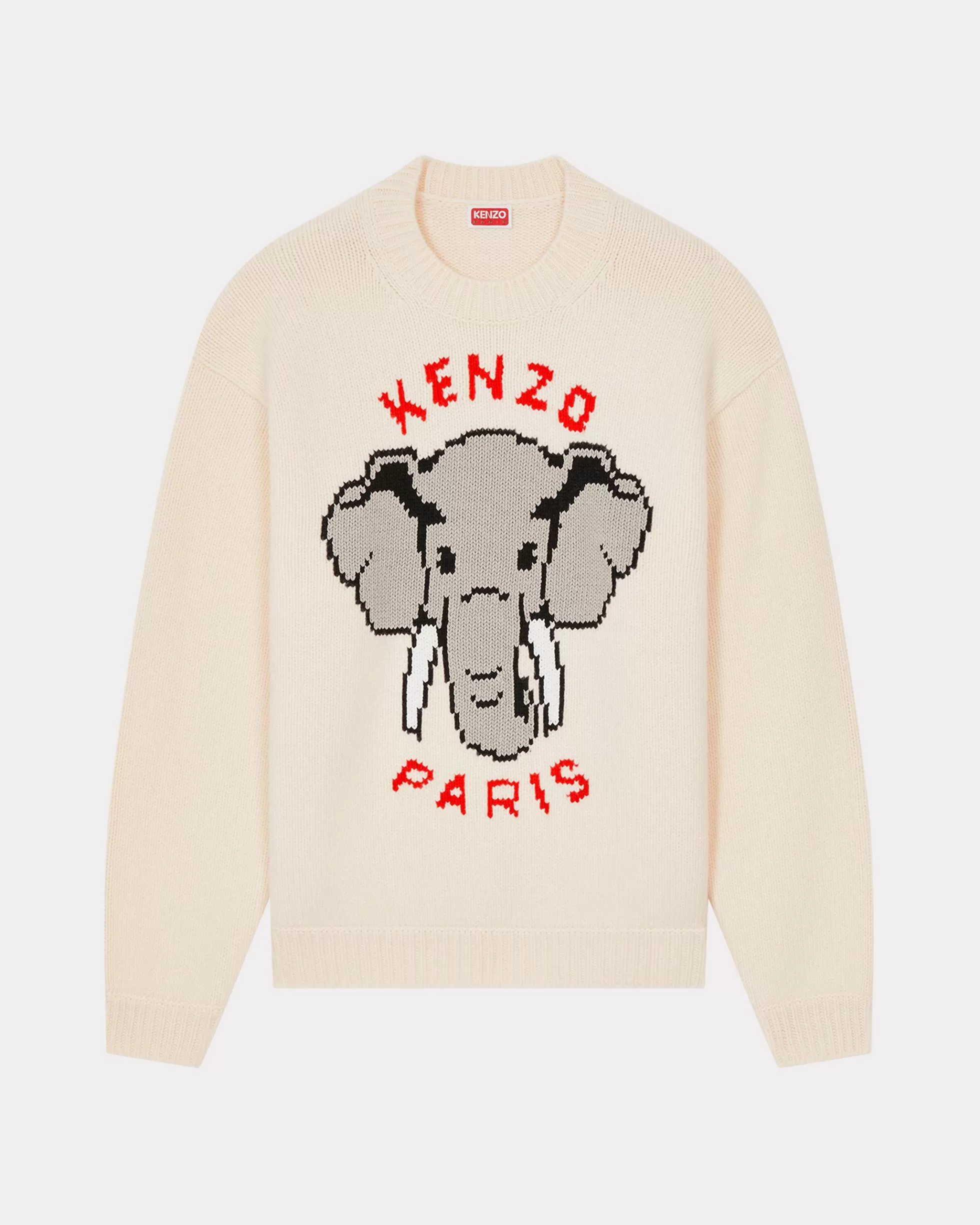 Pullover>KENZO Pullover mit „ Éléphant“-Stickerei Off White