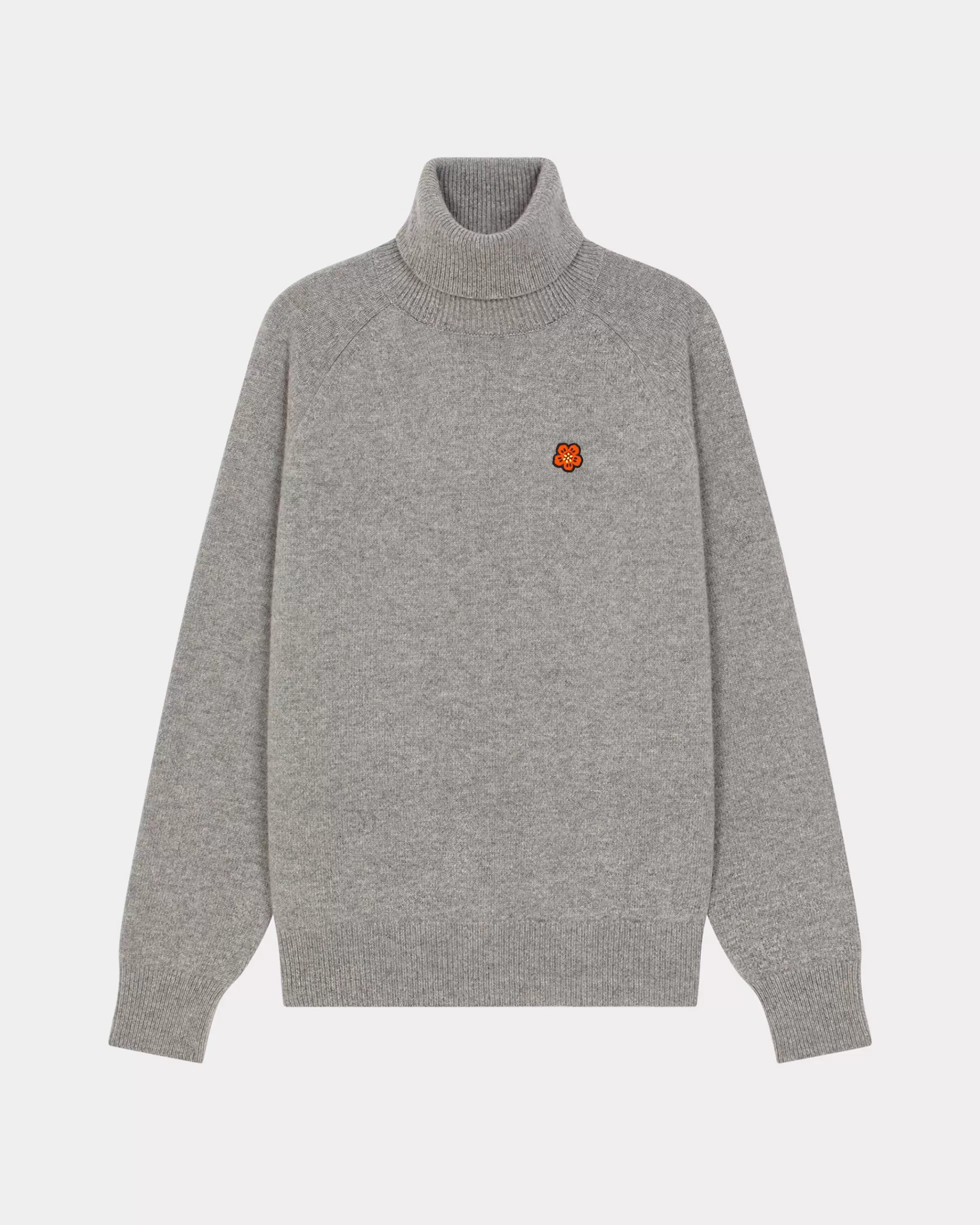 Pullover>KENZO Rollkragenpullover aus RWS-Wolle mit „Boke Flower Crest“ Pearl Grey