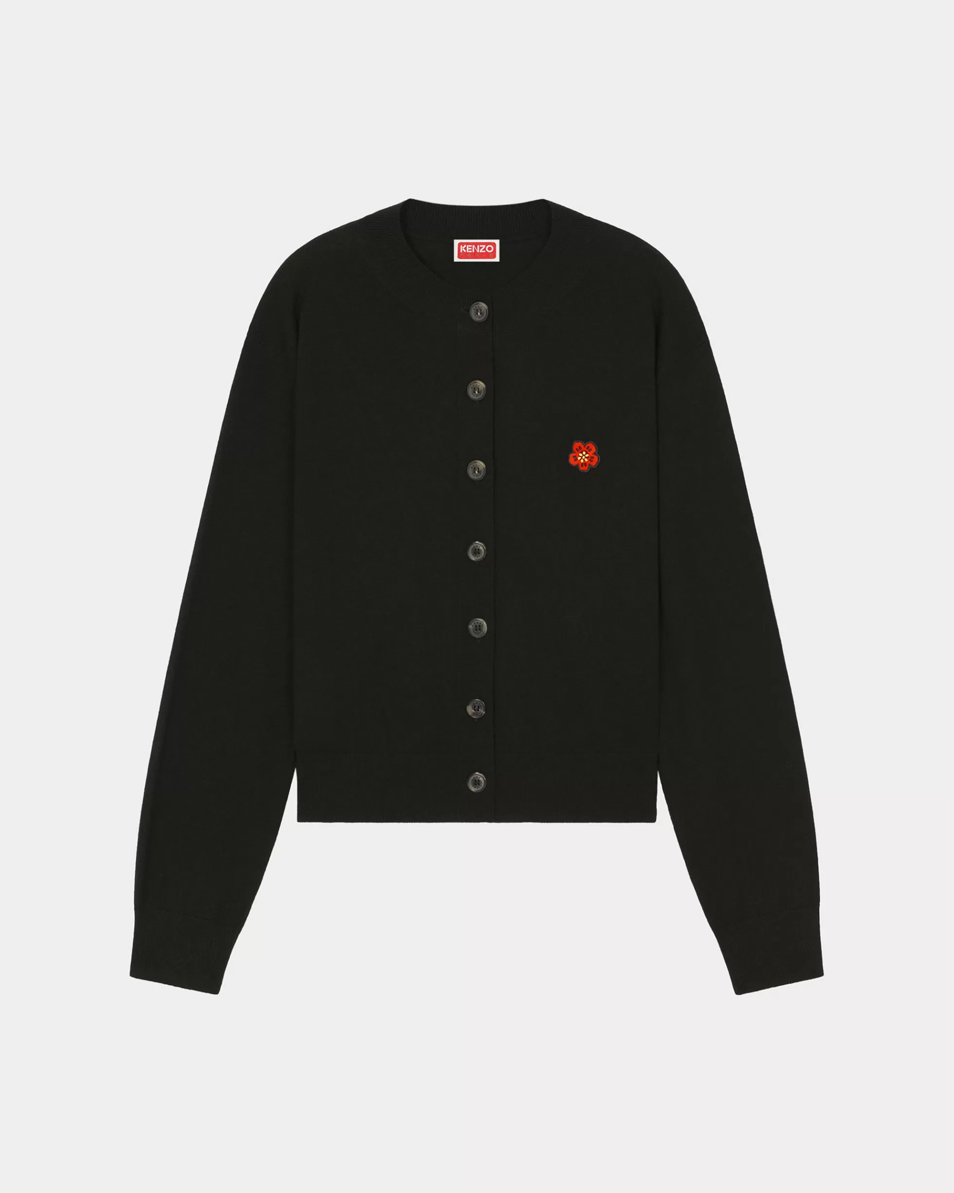 Pullover | Boke Flower>KENZO Strickjacke aus RWS-Wolle mit „Boke Crest Crew“-Stickerei Black