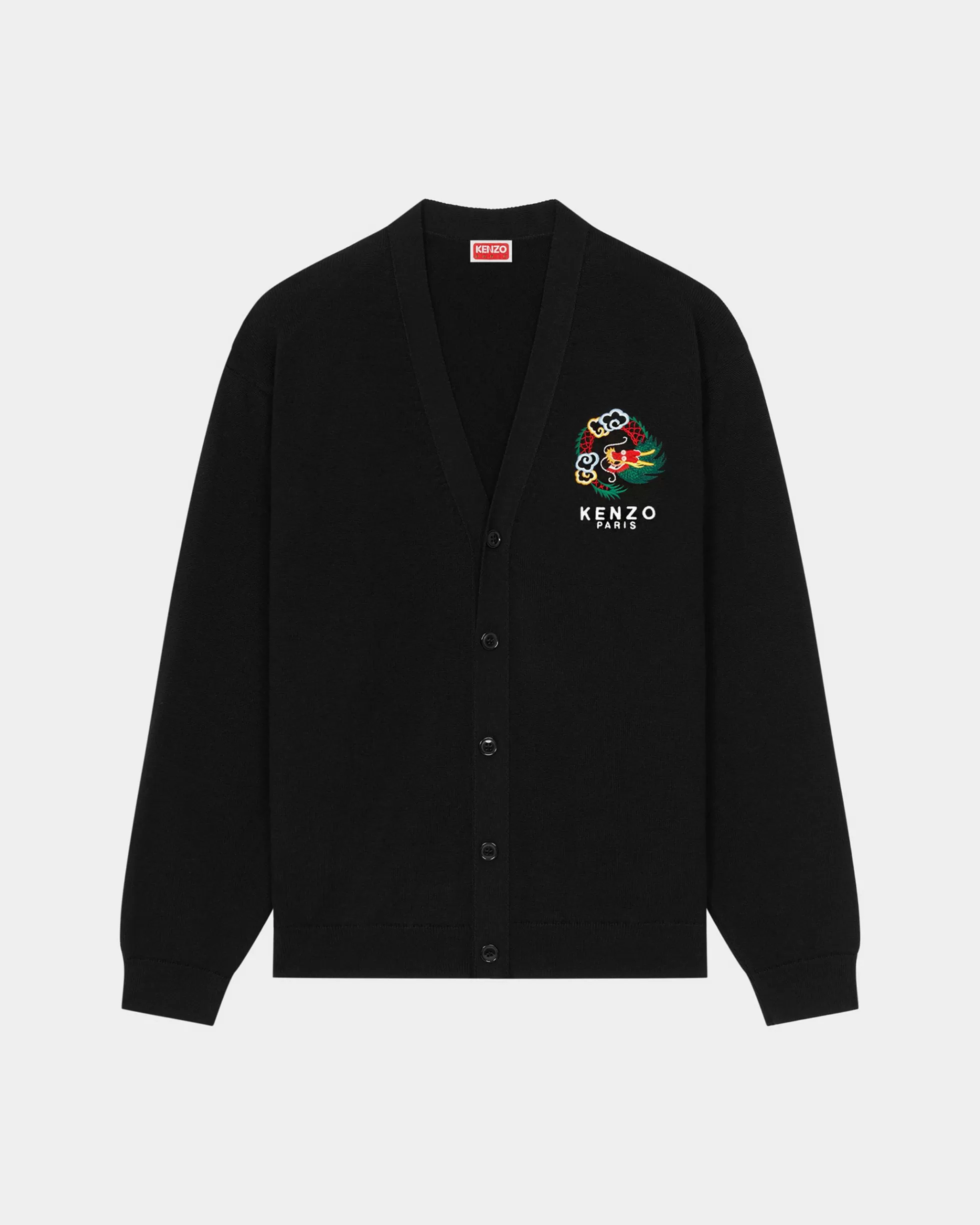 Pullover>KENZO Strickjacke mit „Year of the Dragon“-Stickerei Black