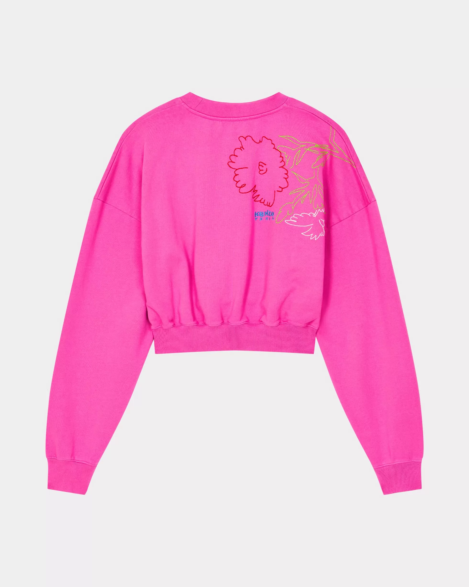 Sweatshirts und Hoodies | Neue>KENZO Sweatshirt mit „ Drawn Flowers“-Stickerei Deep Fuschia