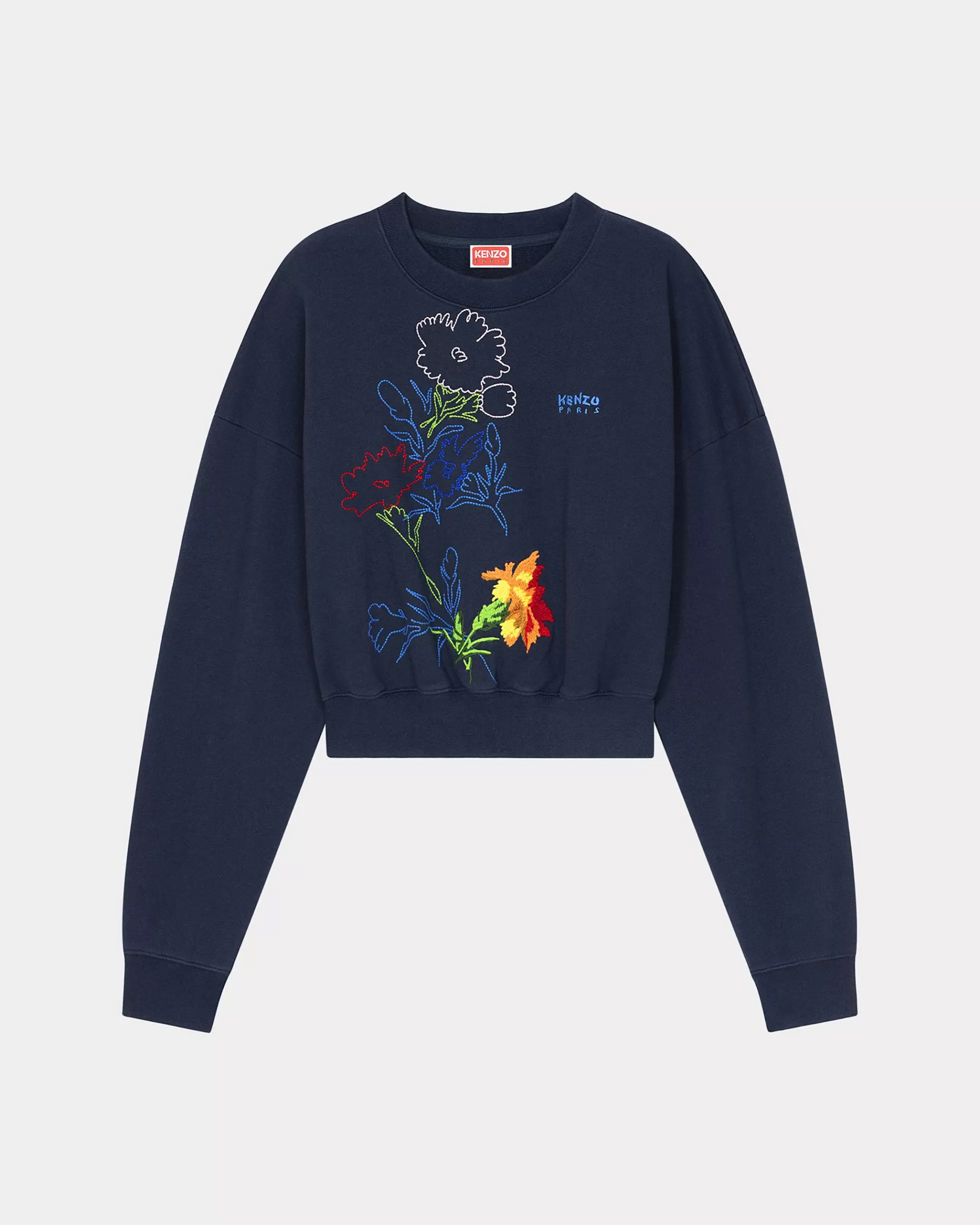 Sweatshirts und Hoodies | Neue>KENZO Sweatshirt mit „ Drawn Flowers“-Stickerei Midnight Blue