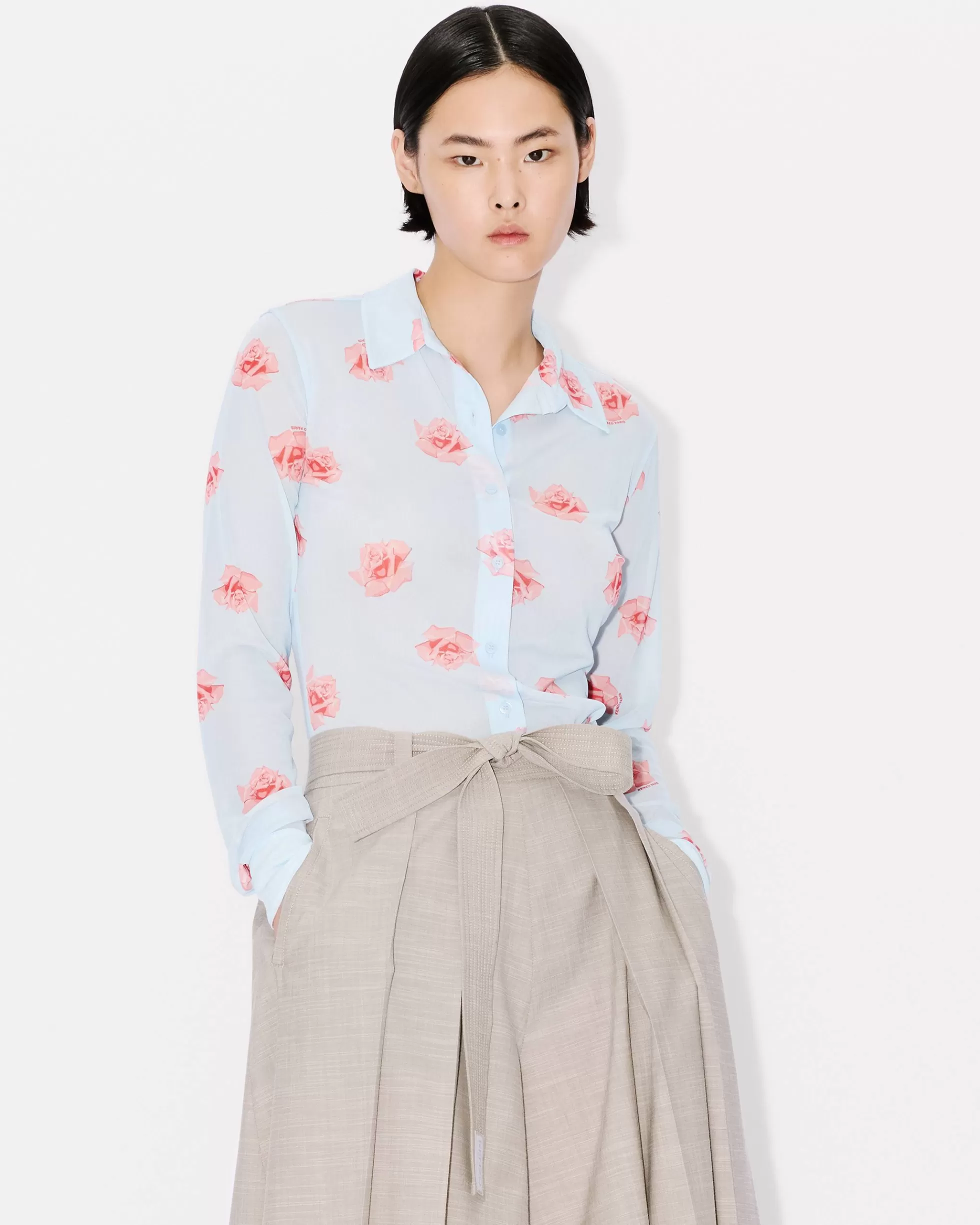 Hemd und Tops>KENZO Tailliertes Hemd „ Rose” Light Blue