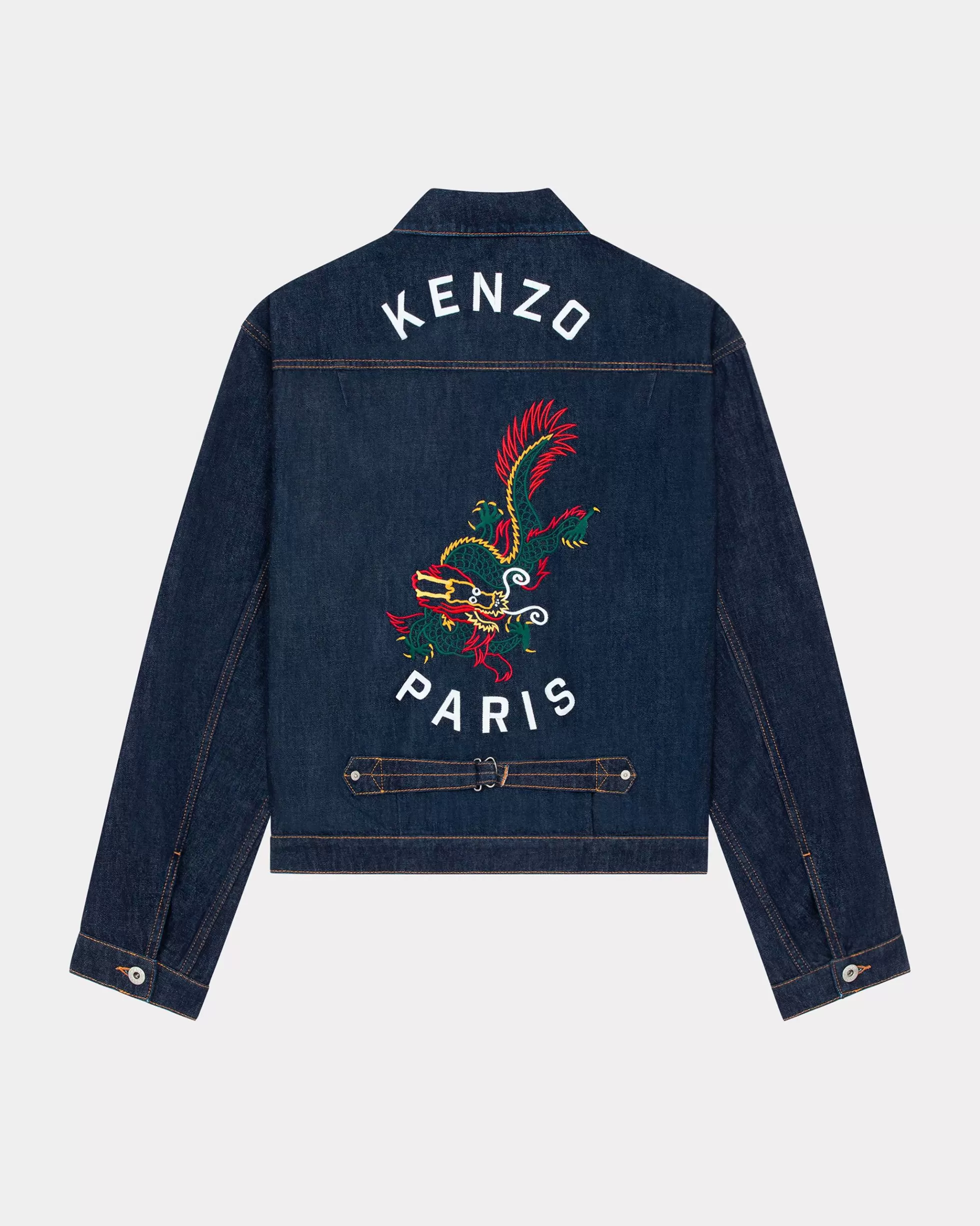 Denim | Jacken und Mäntel>KENZO Truckerjacke aus Denim mit „Year of the Dragon“-Stickerei Rinse Blue Denim