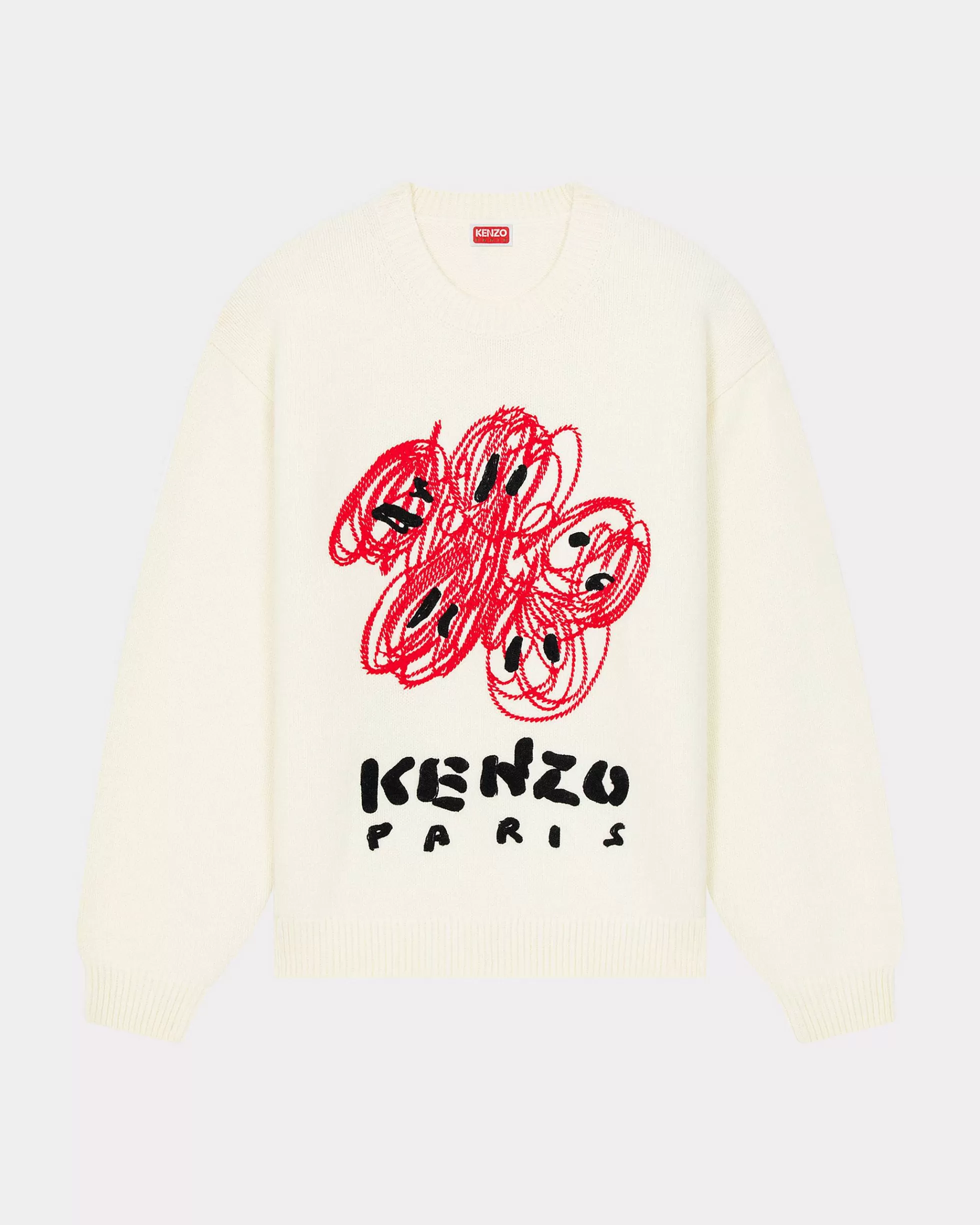 Pullover | Geschenke>KENZO Unisex Bestickter Pullover „ Drawn Varsity“ Off White