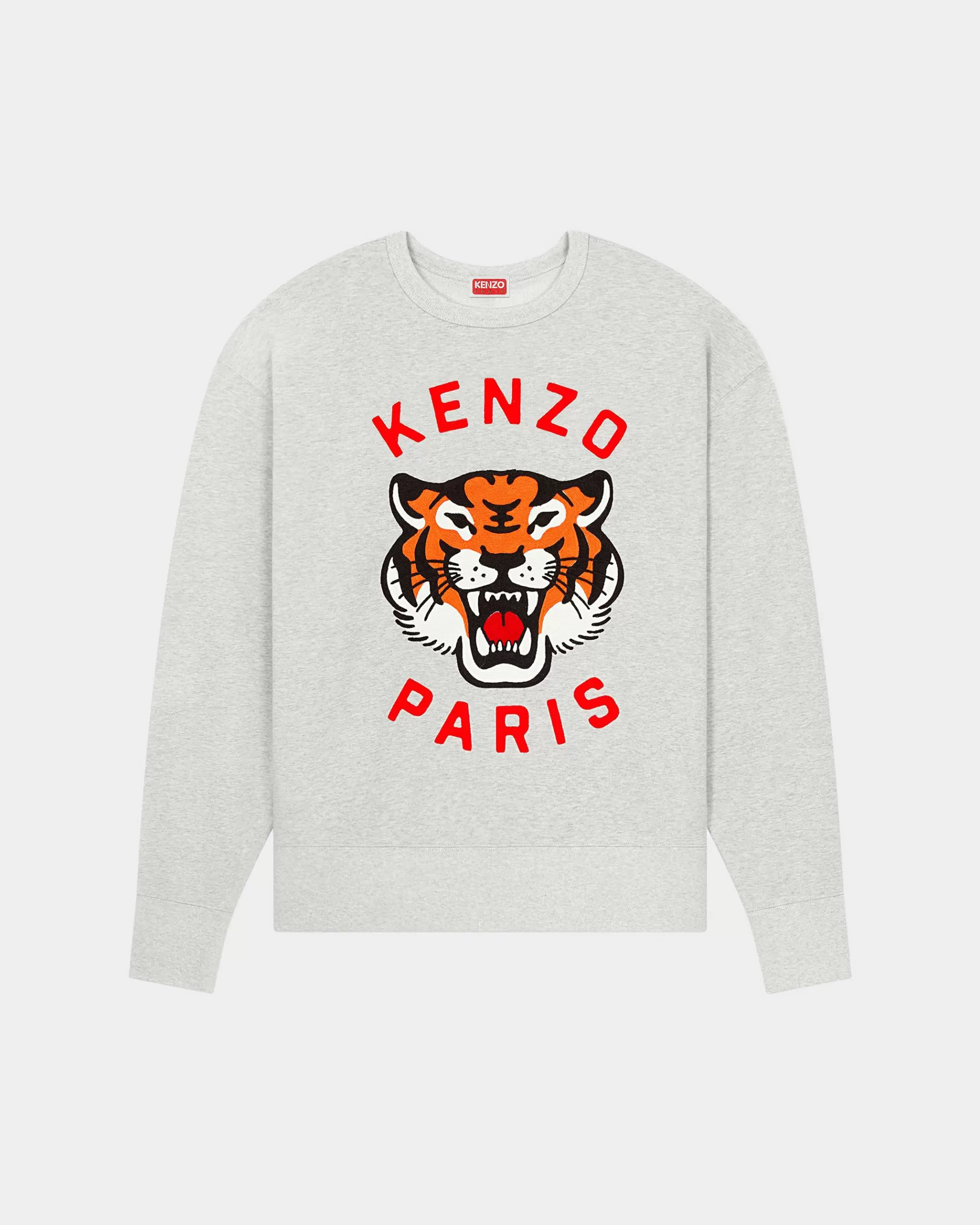 Sweatshirts und Hoodies | Neue>KENZO Unisex Besticktes Oversize Sweatshirt „ Lucky Tiger“ Pale Grey