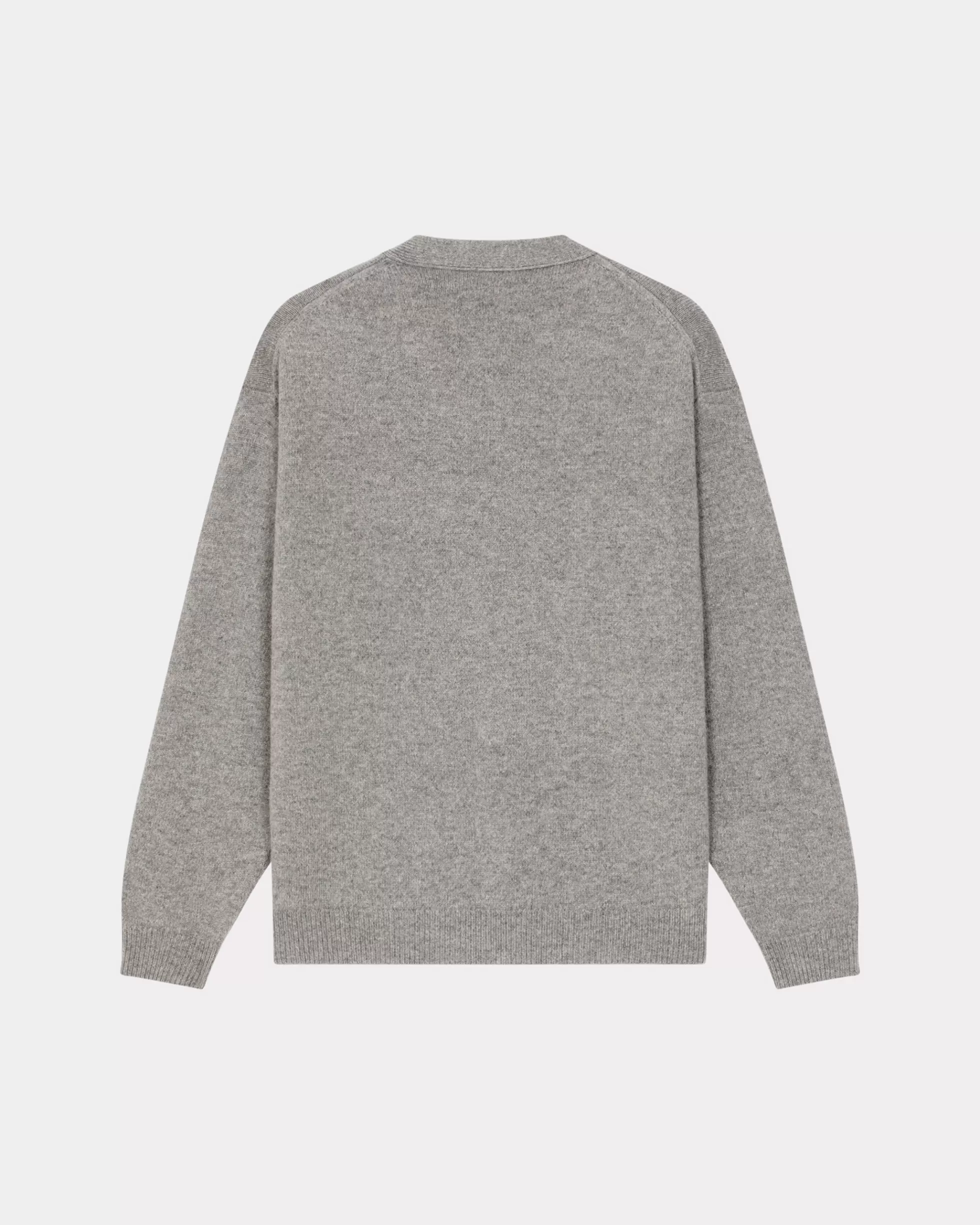 Pullover>KENZO Woll-Cardigan mit „Boke Flower Crest“ Pearl Grey