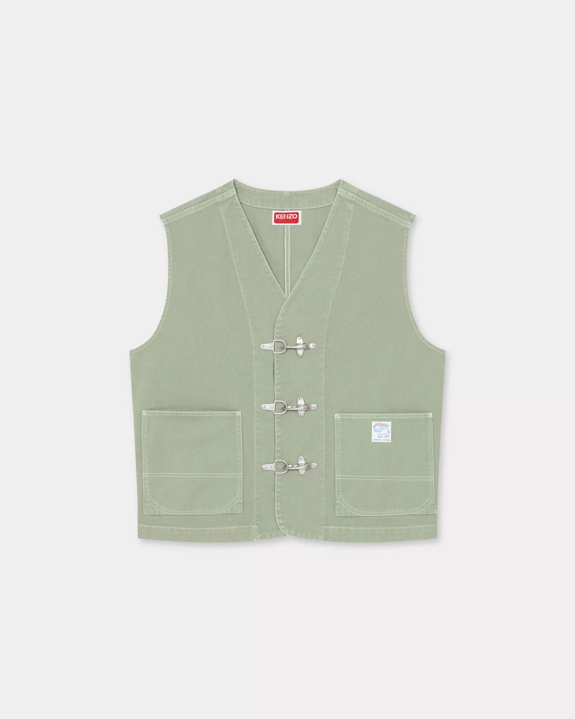 Denim | Jacken und Mäntel>KENZO Workwear-Weste „ Éléphant Flag“ Almond Green