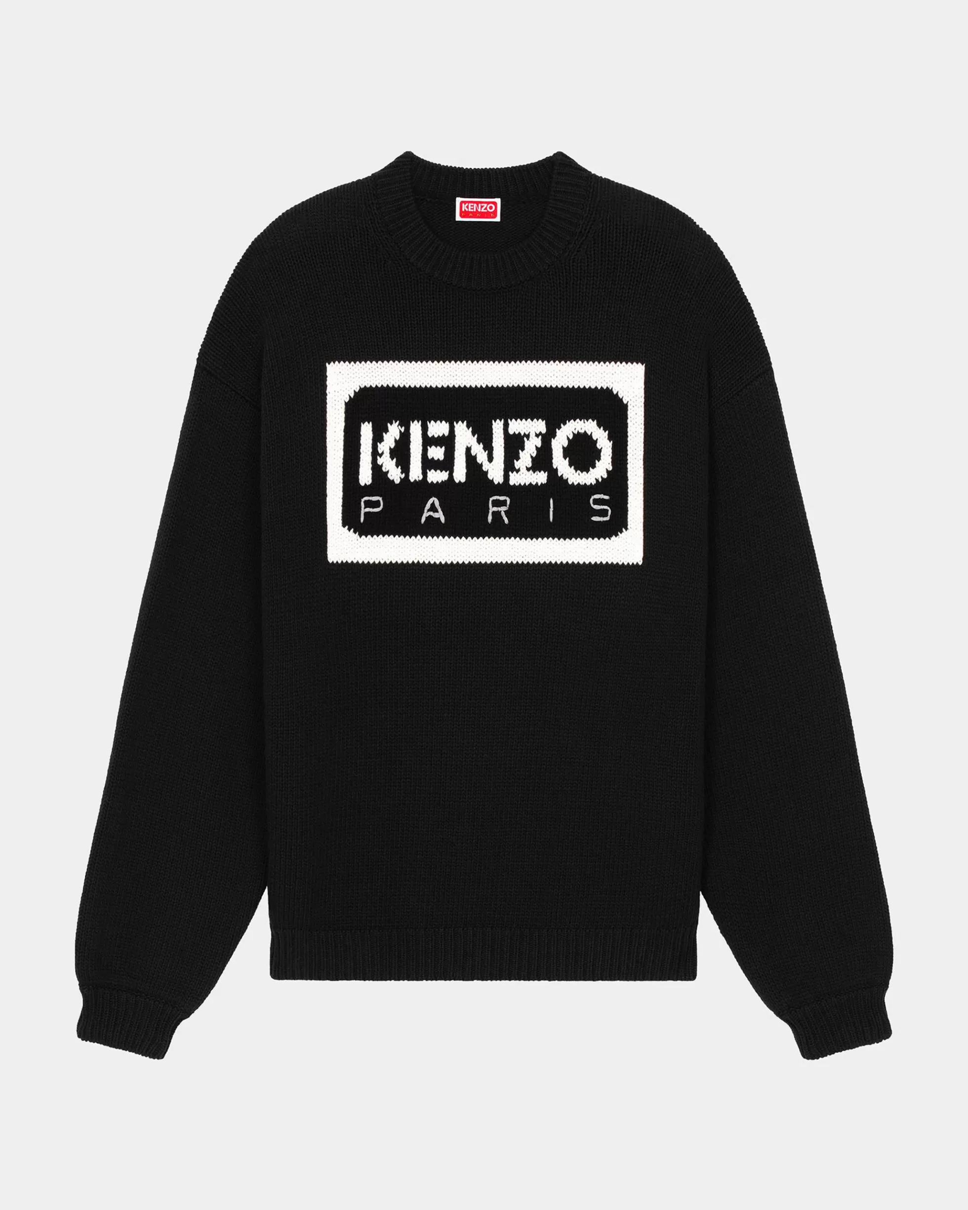 Pullover | Neue>KENZO Zweifarbiger Pullover mit „ Paris“-Stickerei Black